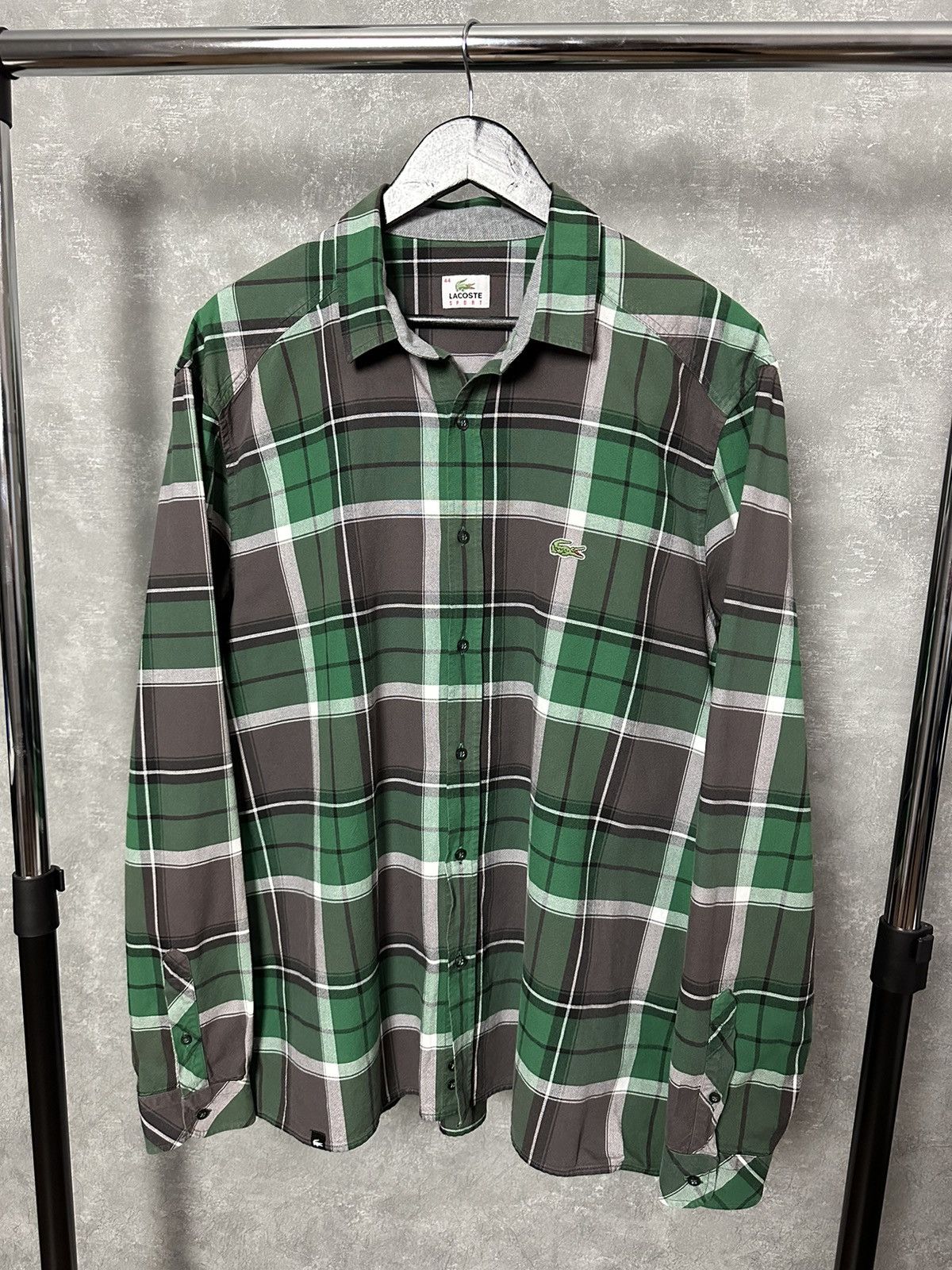 Lacoste × Vintage Lacoste Sport Vintage Check Long Sleeve Logo Shirt Size US L / EU 52-54 / 3 - 1 Thumbnail