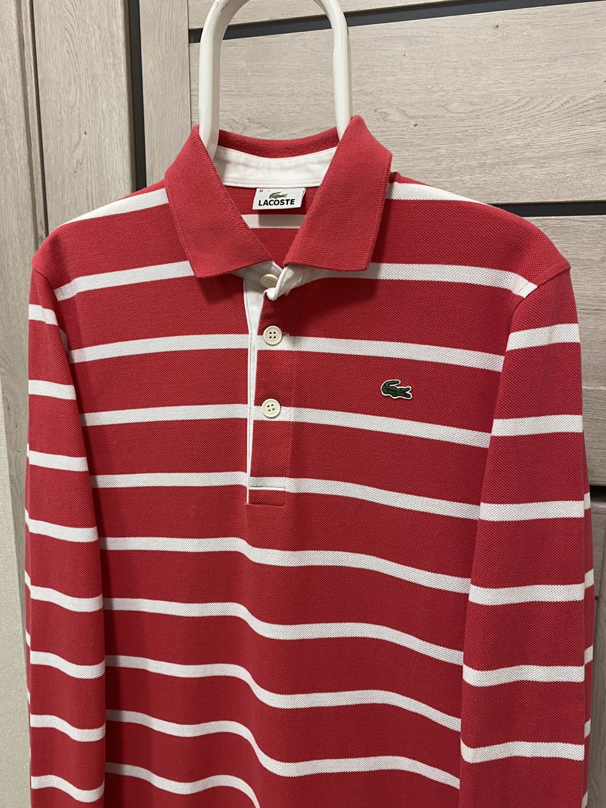 Lacoste Lacoste Vintage 90’s Stripped White/Pink Cotton Long Sleeve Size US M / EU 48-50 / 2 - 3 Thumbnail