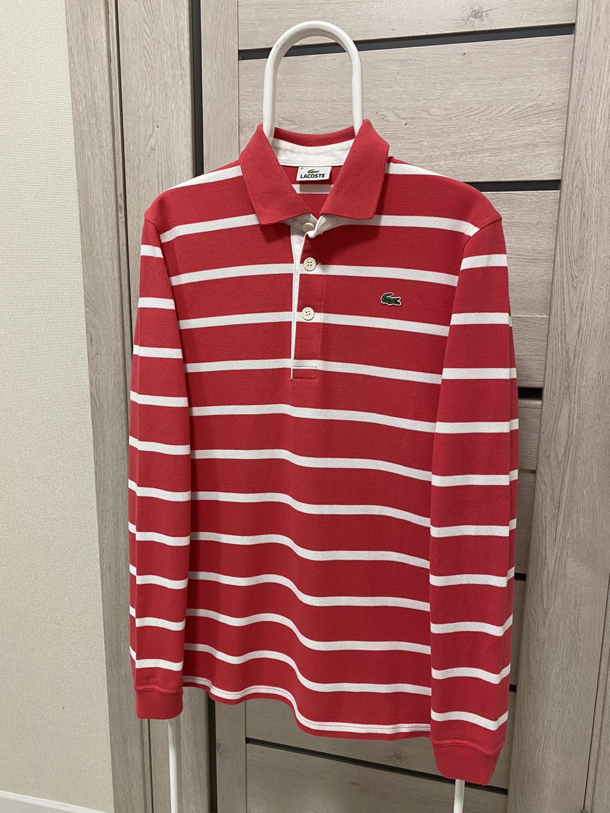 Lacoste Lacoste Vintage 90’s Stripped White/Pink Cotton Long Sleeve Size US M / EU 48-50 / 2 - 2 Thumbnail