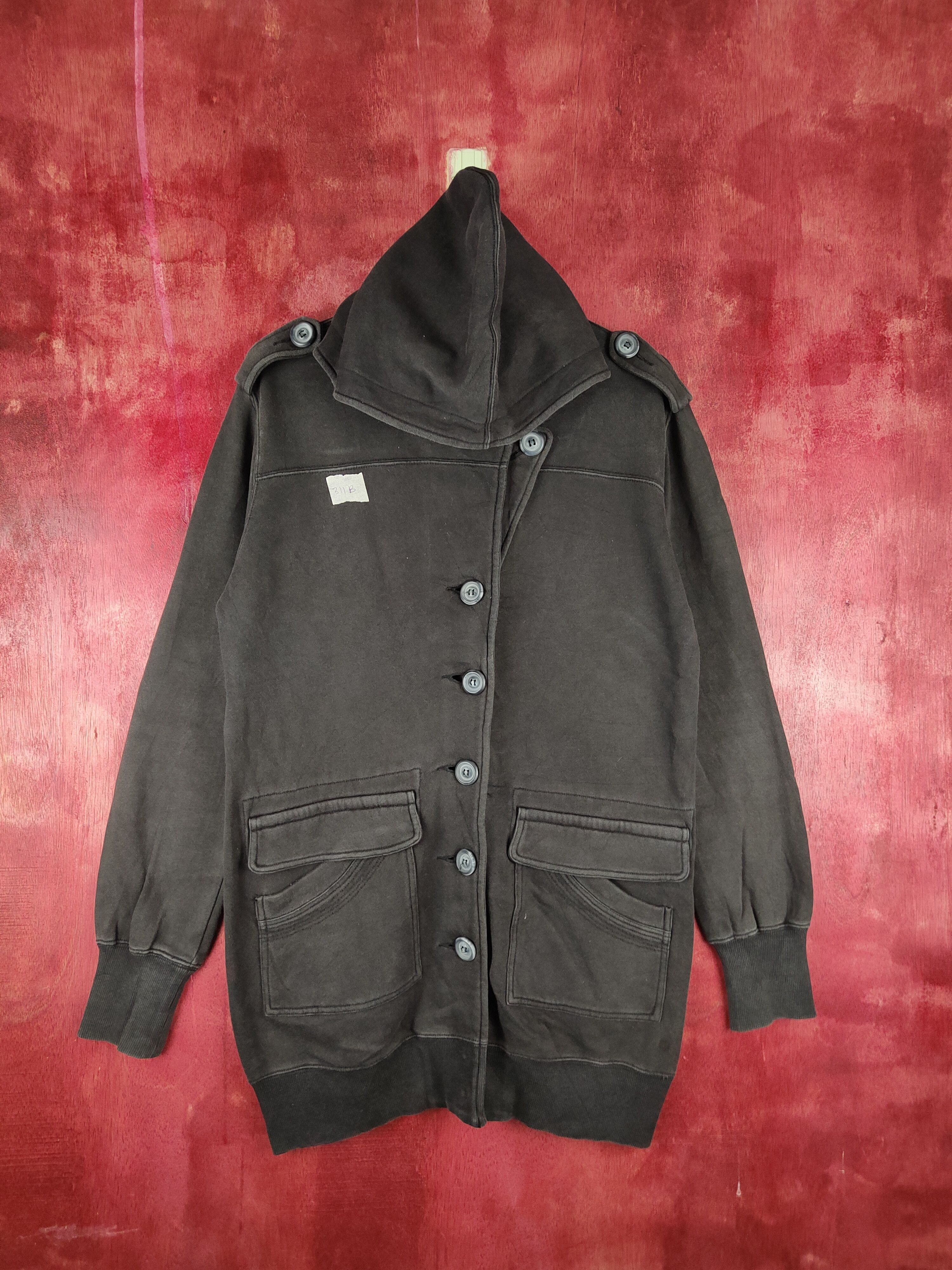 Oxus Black Hoodie pocket seditionaries punk long Jacket#311B