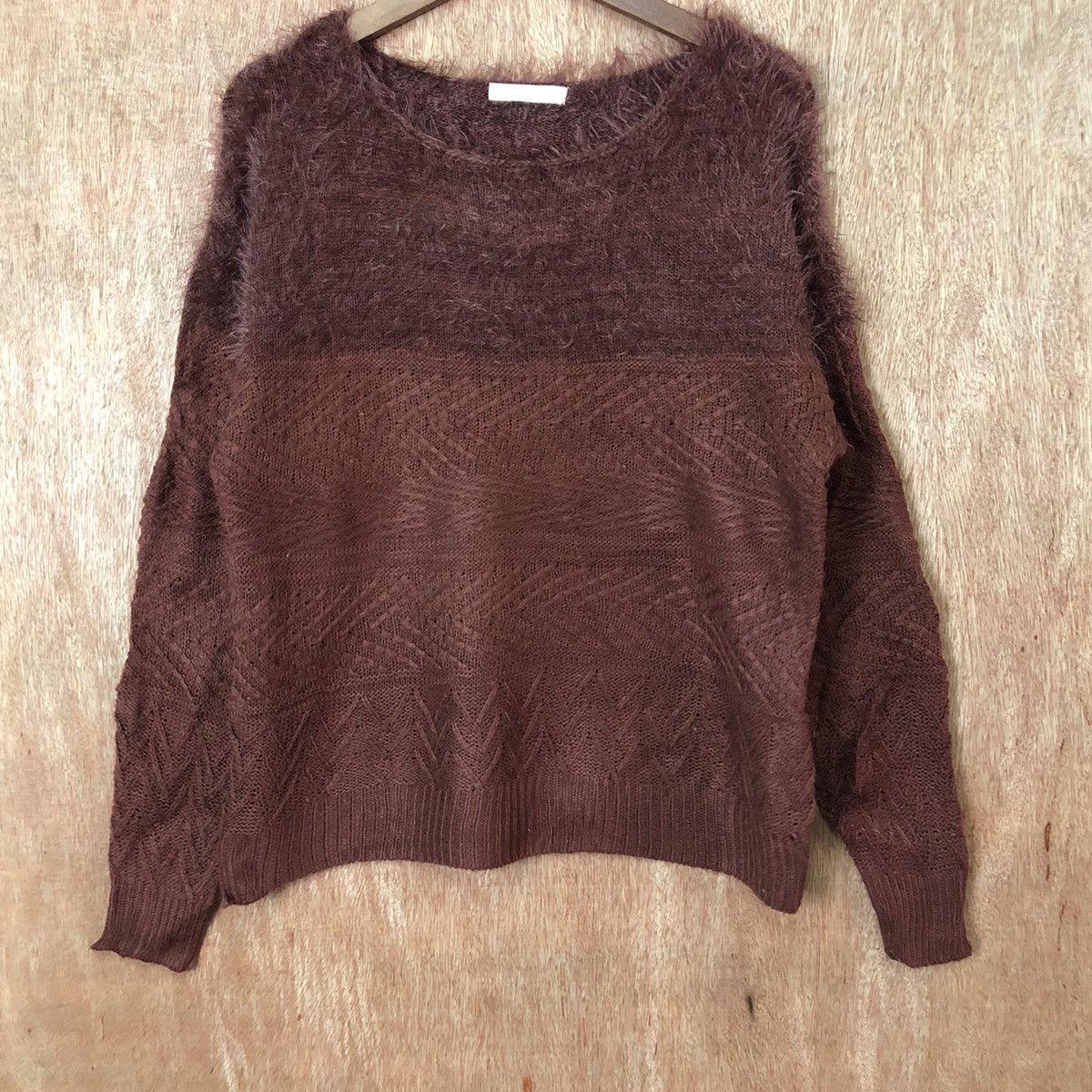 Aran Isles Knitwear × Homespun Knitwear × Japanese Brand Chocol Raffine Shag Shaggy Fur Mohair Knitwear #6386 Size US M / EU 48-50 / 2 - 3 Thumbnail