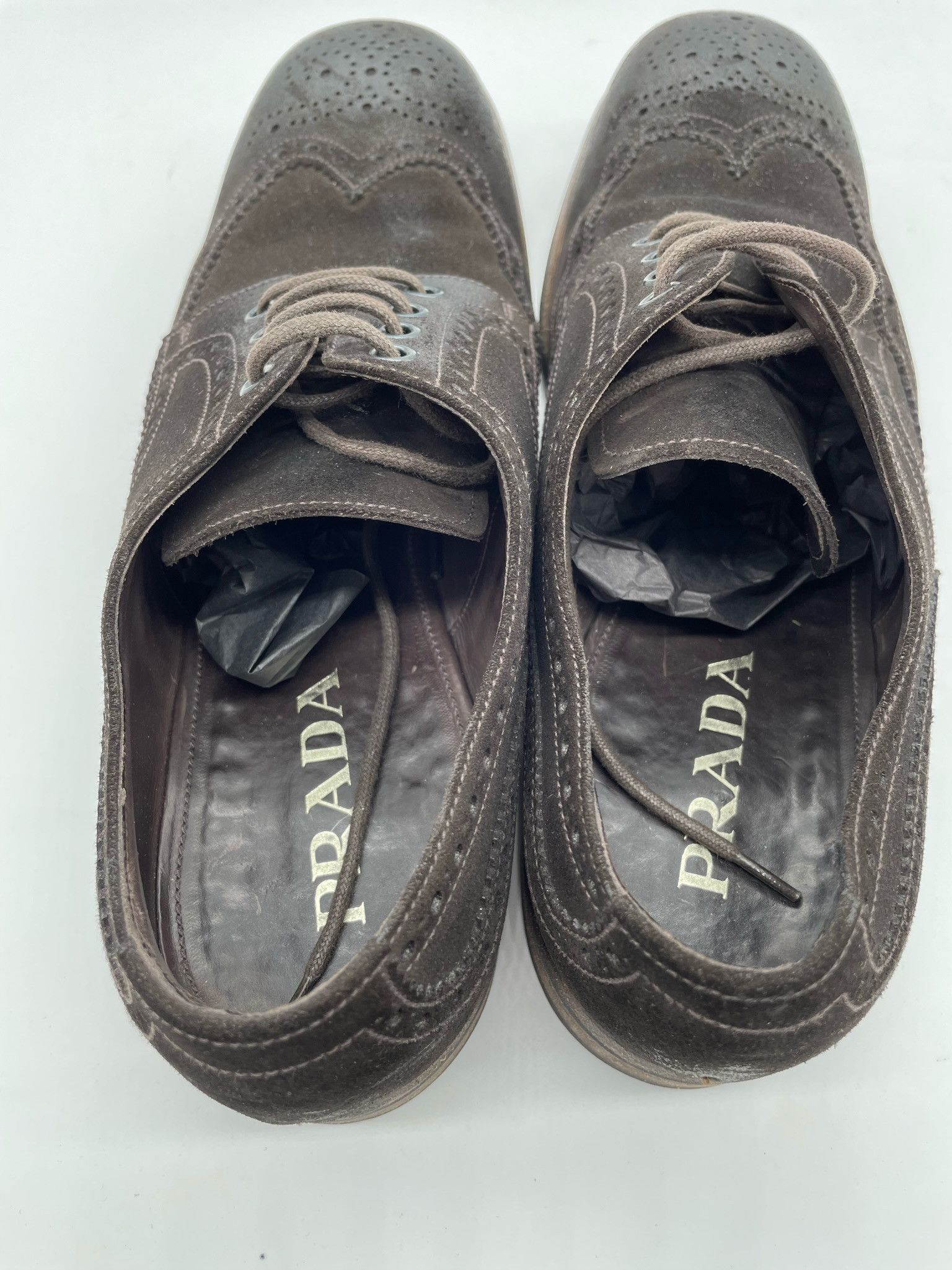 Prada 🔥70% OFF🔥 [SALE] Prada Brown Suede Brogue Shoes Size US 10.5 / EU 43-44 - 5 Thumbnail