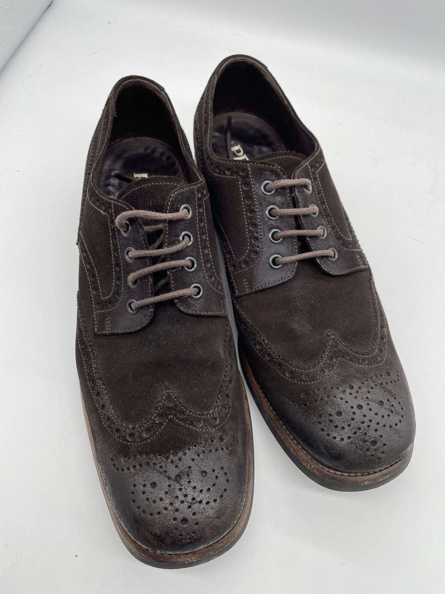 Prada 🔥70% OFF🔥 [SALE] Prada Brown Suede Brogue Shoes Size US 10.5 / EU 43-44 - 4 Thumbnail