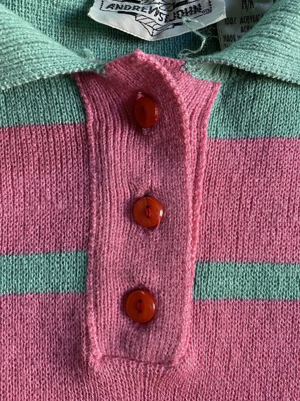 Andrew St. John Vintage 80’s Andrew St. John Pink Striped Knit Polo Sweater Size US S / EU 44-46 / 1 - 3 Thumbnail