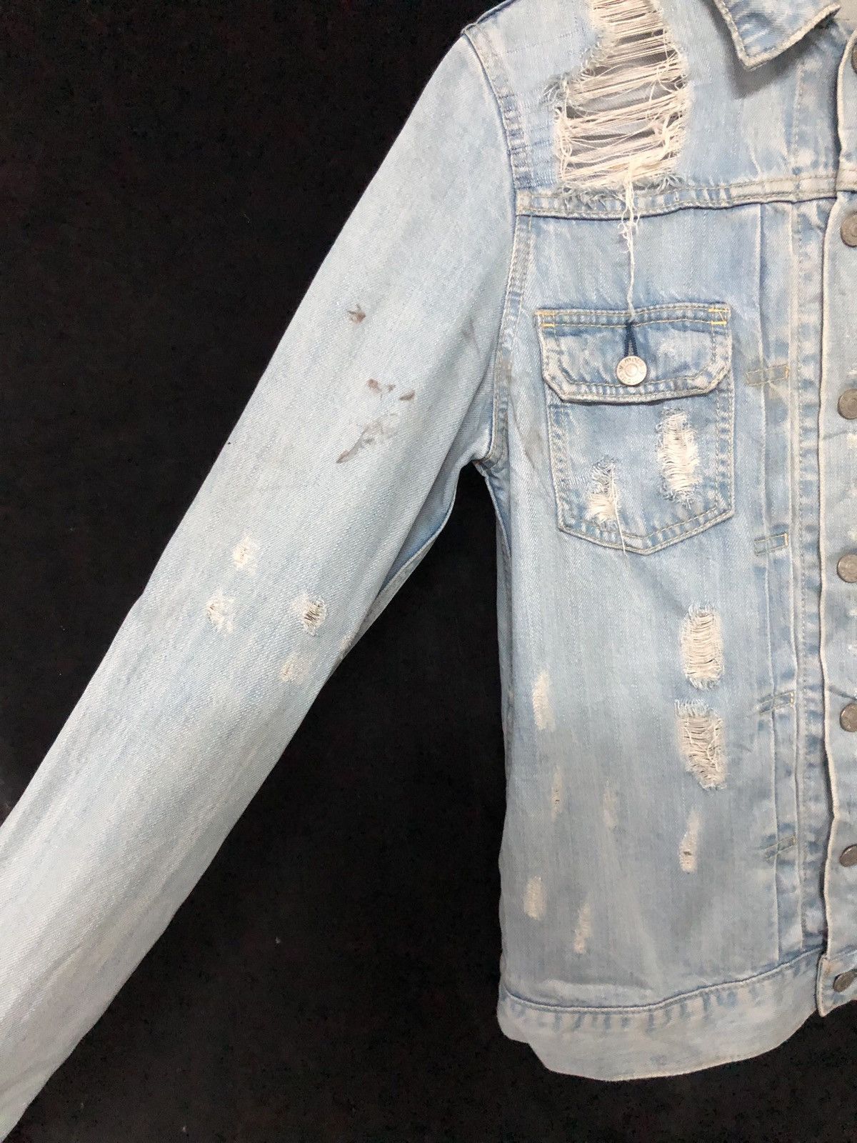 Japanese Brand MOUSSY Distressed Denim Trucker Jacket Size US M / EU 48-50 / 2 - 5 Thumbnail