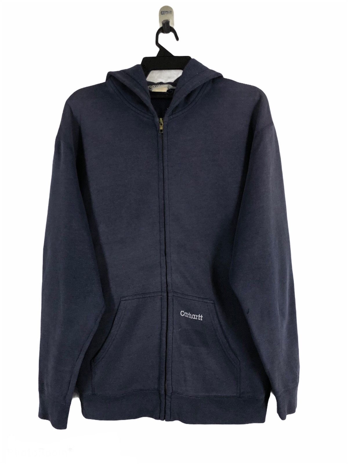 Carhartt × Vintage Vintage Carhartt Navy Blue Sun Faded Zip Hoodie Jacket cw21 Size US L / EU 52-54 / 3 - 1 Thumbnail