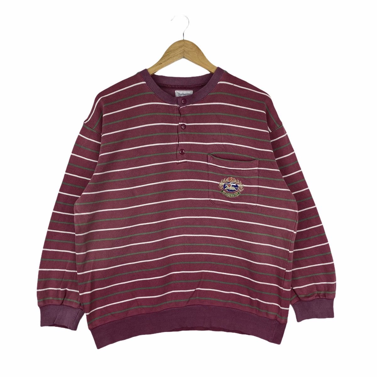 image of Burberrys Small Logo Embroidery Sweatshirt Pullover in Maroon, Men's (Size Large)