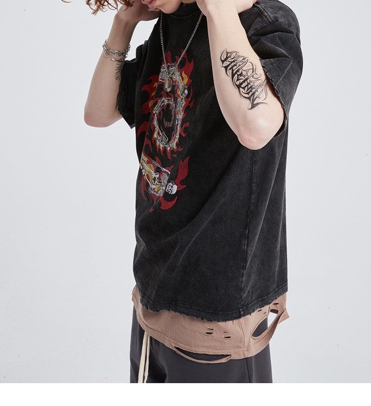Other Harajuku Flame Skull Ripped T Shirt Size US M / EU 48-50 / 2 - 5 Thumbnail