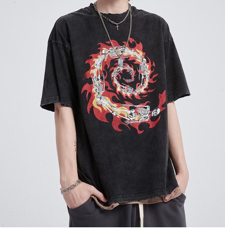 Other Harajuku Flame Skull Ripped T Shirt Size US M / EU 48-50 / 2 - 4 Thumbnail