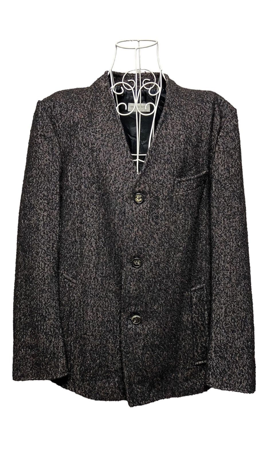 Pre-owned Dries Van Noten Wool Blazer Tweed Jacket In Black