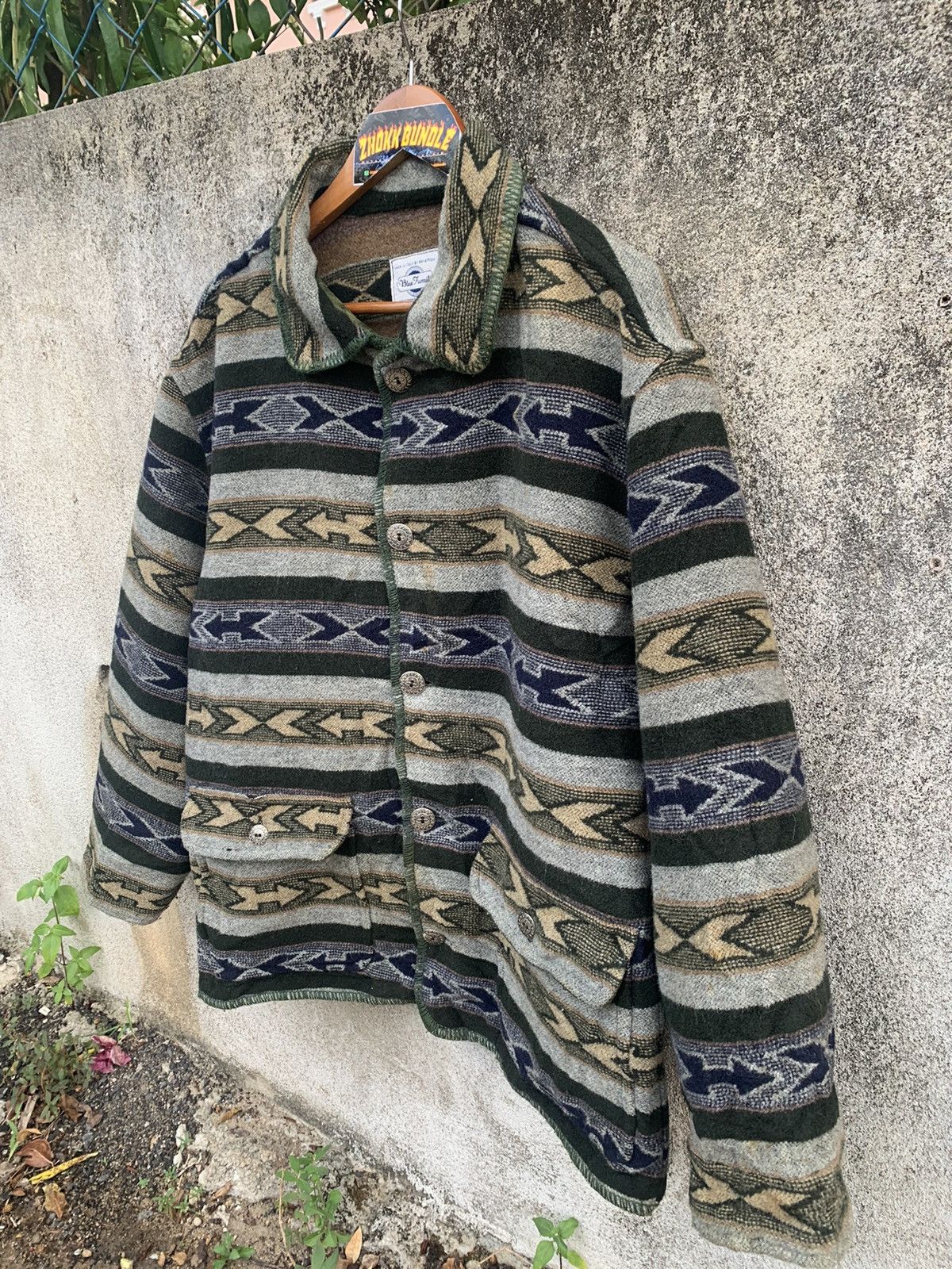 Benetton Vintage Benetton Native / Aztec button jacket Wool Size US XL / EU 56 / 4 - 2 Thumbnail