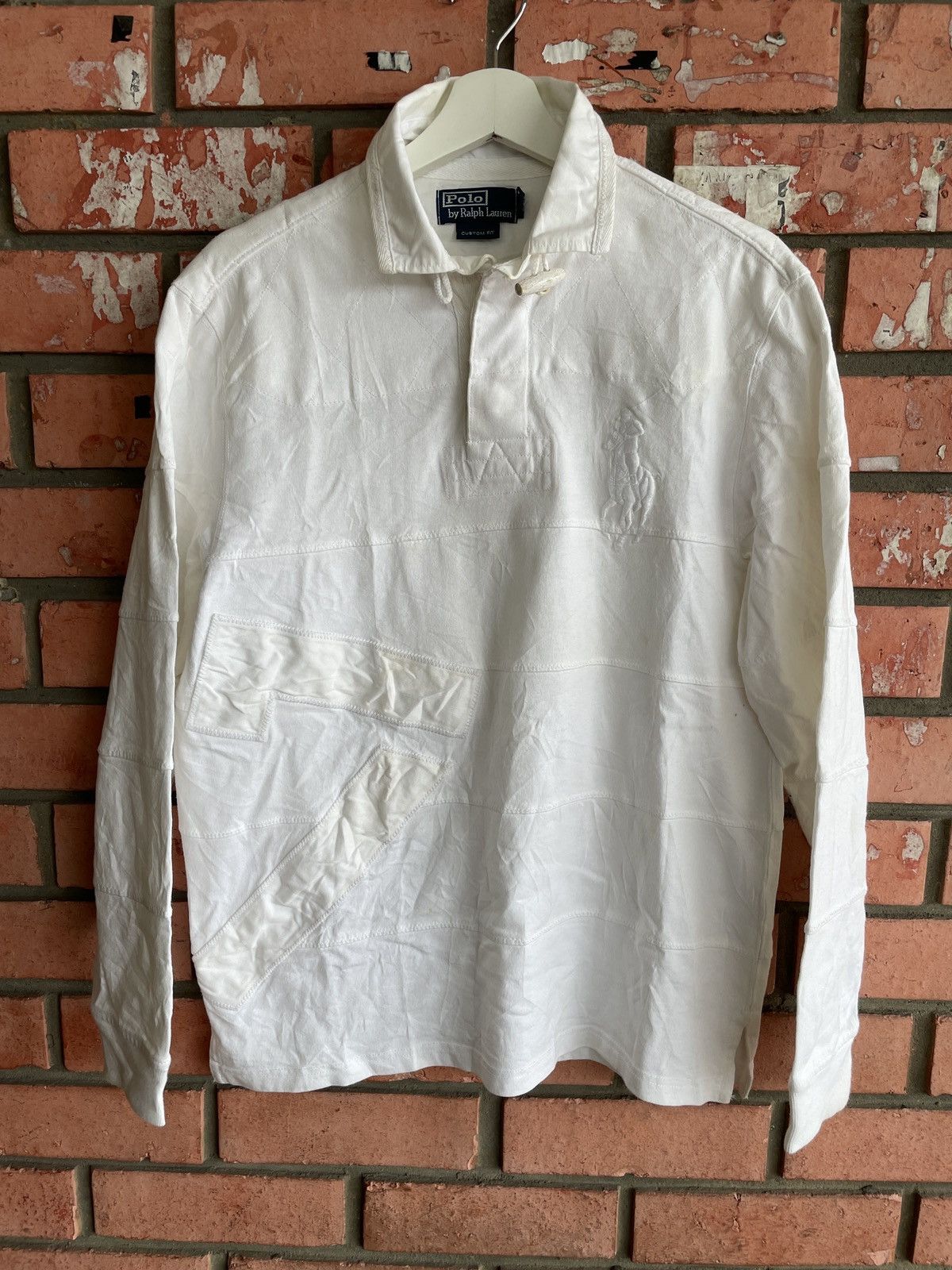 image of Vintage Polo Ralph Laurent Patchwork Lo Life Pony Embroidery in White, Men's (Size Medium)