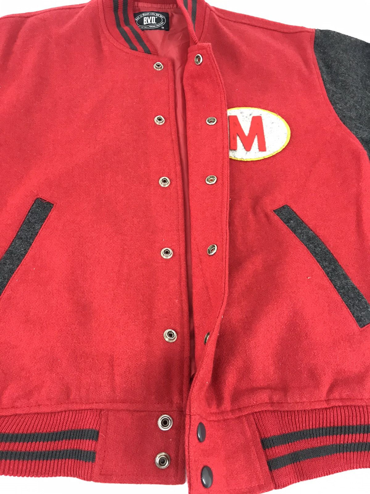 Japanese Brand × Vintage B.V.D Varsity Wool Jacket Snap Button Big M Logo Size US M / EU 48-50 / 2 - 4 Thumbnail