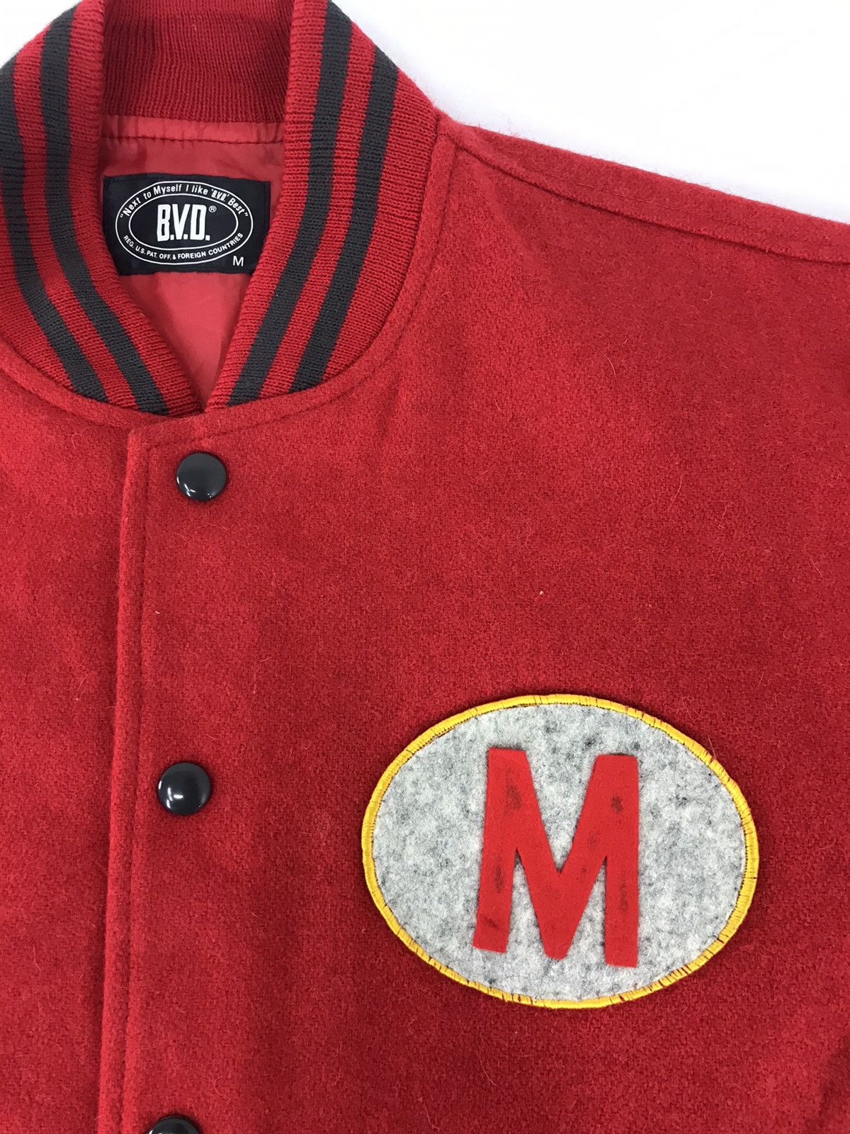Japanese Brand × Vintage B.V.D Varsity Wool Jacket Snap Button Big M Logo Size US M / EU 48-50 / 2 - 3 Thumbnail
