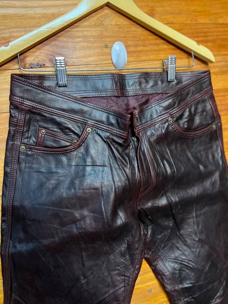 Genuine Leather VINTAGE LEATHER PANTS SIZE 30 Size US 30 / EU 46 - 5 Thumbnail