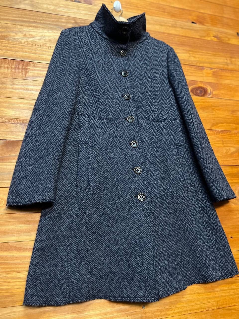 Max Mara MAX MARA TESSUTO FISHBONE FUNNEL NECK COAT Size S / US 4 / IT 40 - 4 Thumbnail