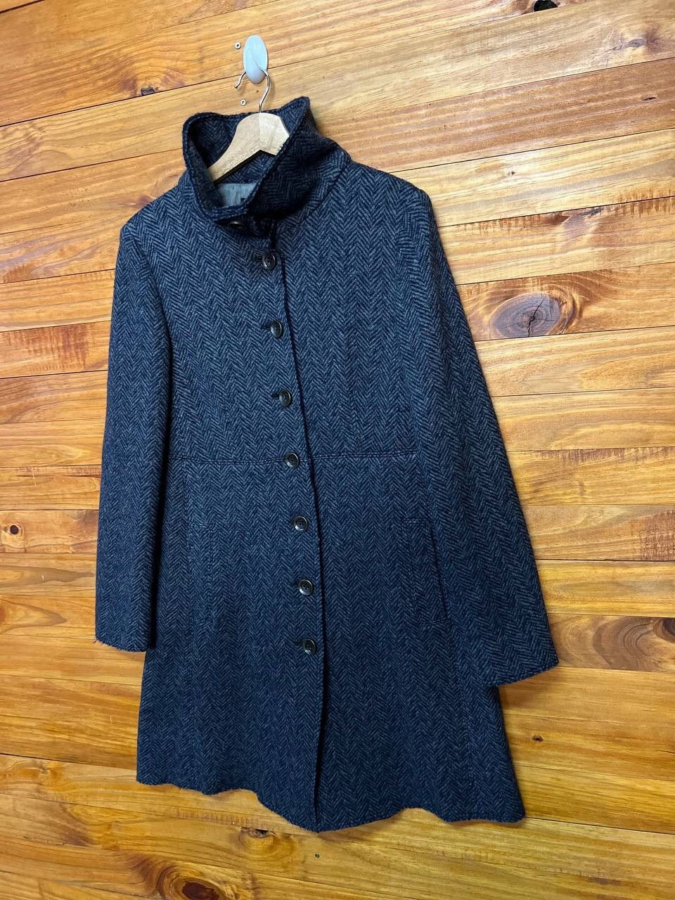 Max Mara MAX MARA TESSUTO FISHBONE FUNNEL NECK COAT Size S / US 4 / IT 40 - 3 Thumbnail