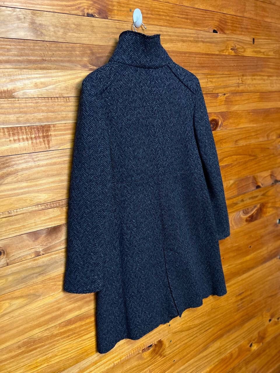Max Mara MAX MARA TESSUTO FISHBONE FUNNEL NECK COAT Size S / US 4 / IT 40 - 11 Thumbnail