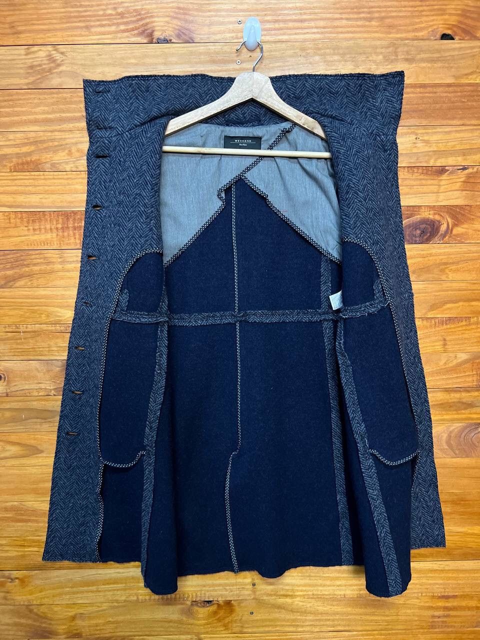 Max Mara MAX MARA TESSUTO FISHBONE FUNNEL NECK COAT Size S / US 4 / IT 40 - 17 Thumbnail