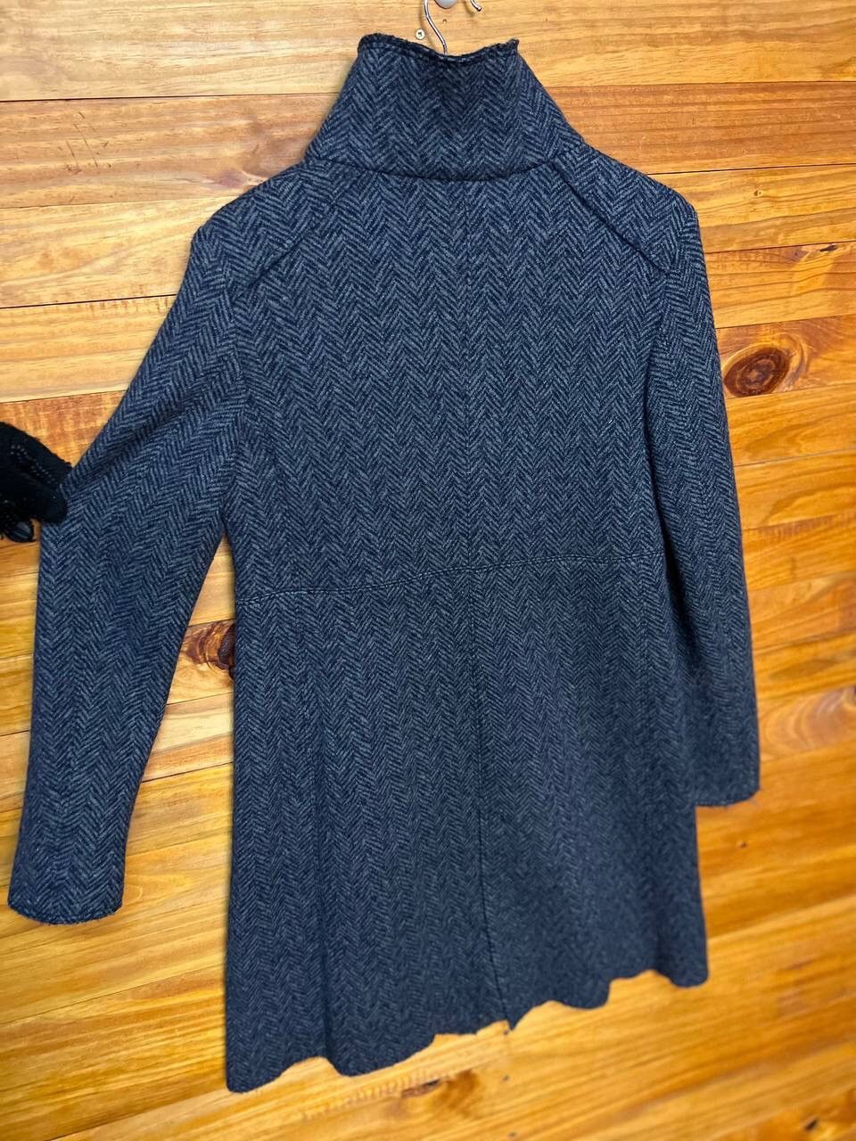 Max Mara MAX MARA TESSUTO FISHBONE FUNNEL NECK COAT Size S / US 4 / IT 40 - 13 Thumbnail