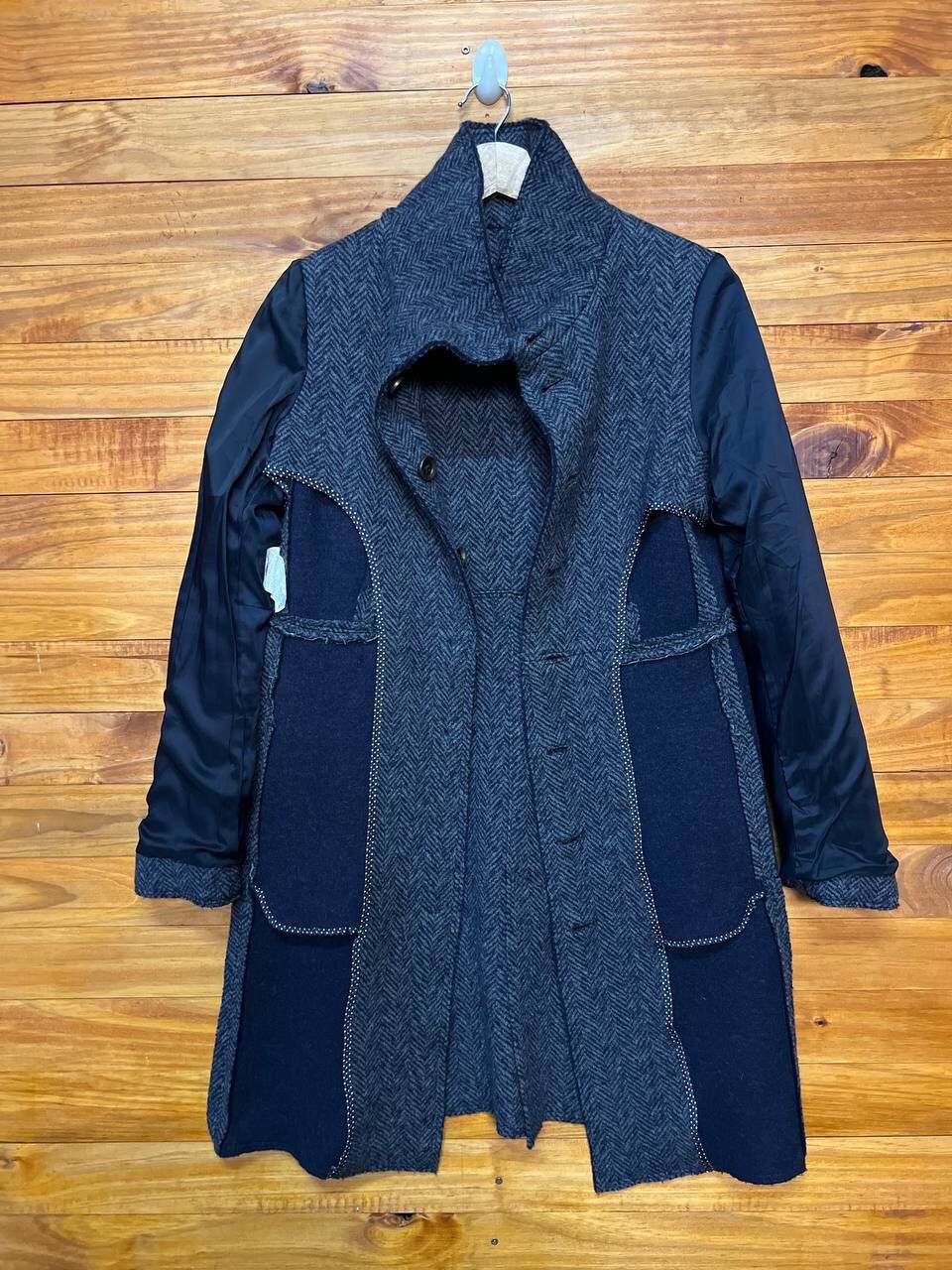 Max Mara MAX MARA TESSUTO FISHBONE FUNNEL NECK COAT Size S / US 4 / IT 40 - 20 Thumbnail