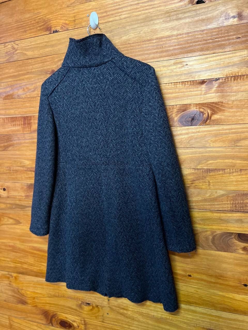 Max Mara MAX MARA TESSUTO FISHBONE FUNNEL NECK COAT Size S / US 4 / IT 40 - 12 Thumbnail