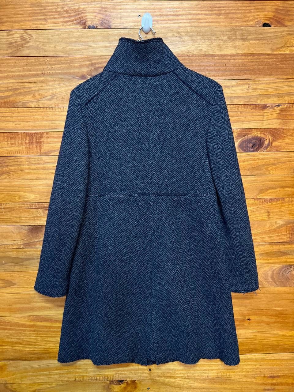Max Mara MAX MARA TESSUTO FISHBONE FUNNEL NECK COAT Size S / US 4 / IT 40 - 10 Thumbnail