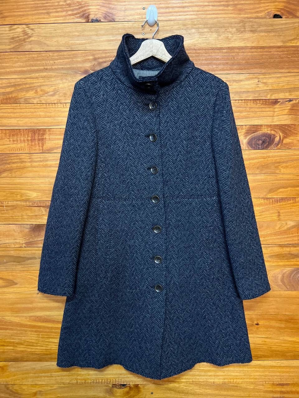 Max Mara MAX MARA TESSUTO FISHBONE FUNNEL NECK COAT Size S / US 4 / IT 40 - 1 Thumbnail