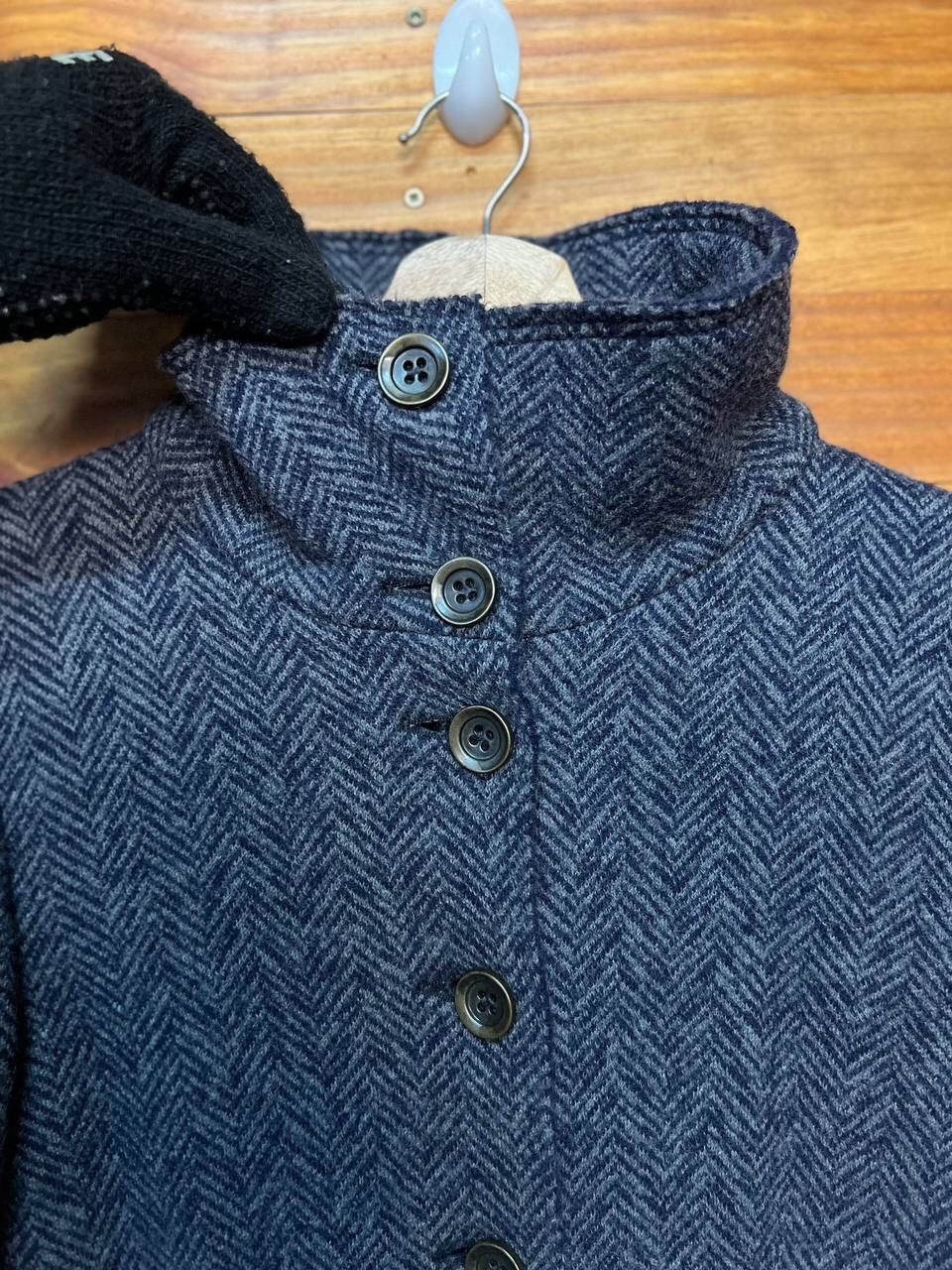 Max Mara MAX MARA TESSUTO FISHBONE FUNNEL NECK COAT Size S / US 4 / IT 40 - 9 Thumbnail