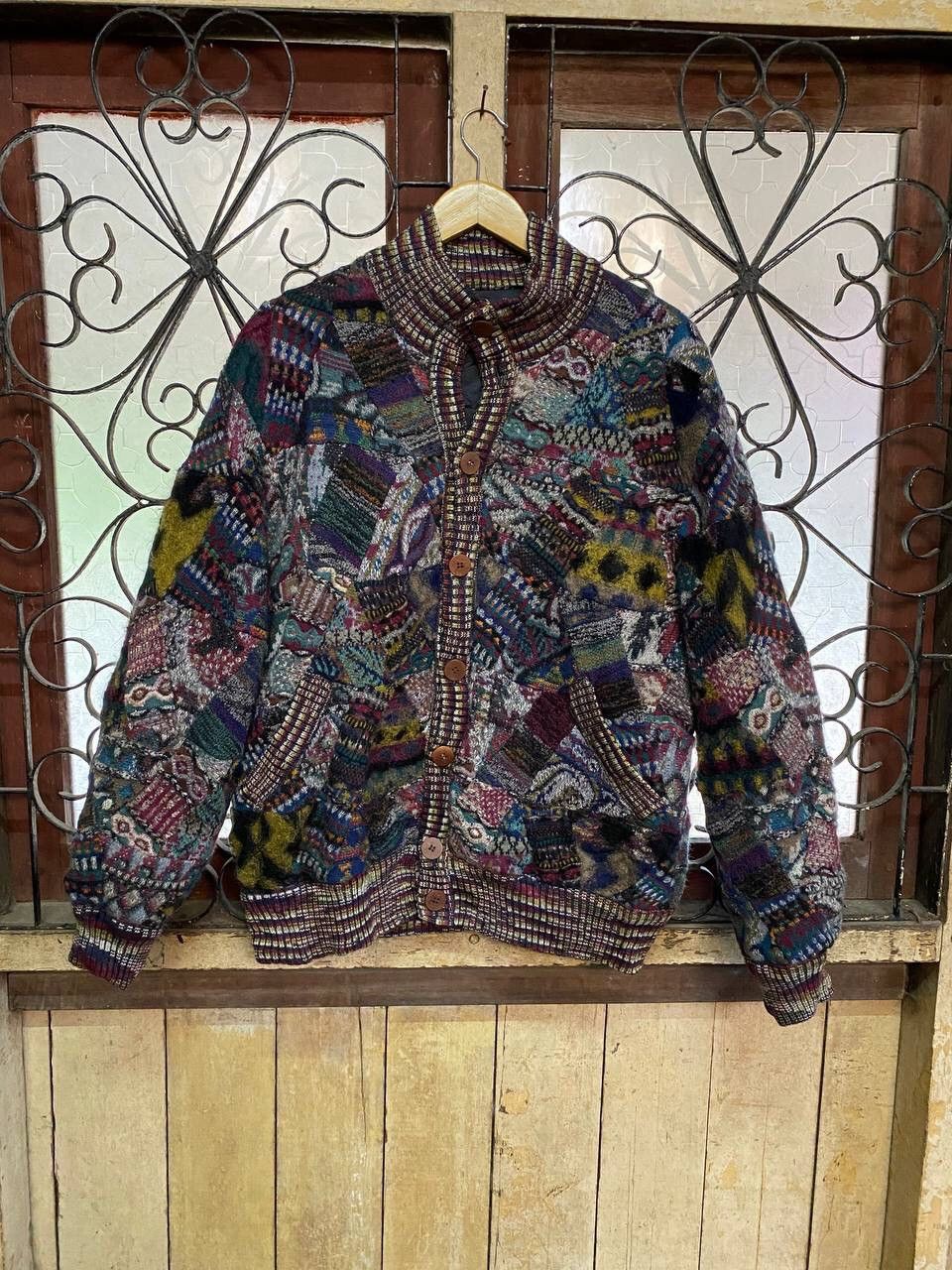 Japanese Brand Vintage Patchwork Coogi Style Jacket Size US L / EU 52-54 / 3 - 3 Thumbnail