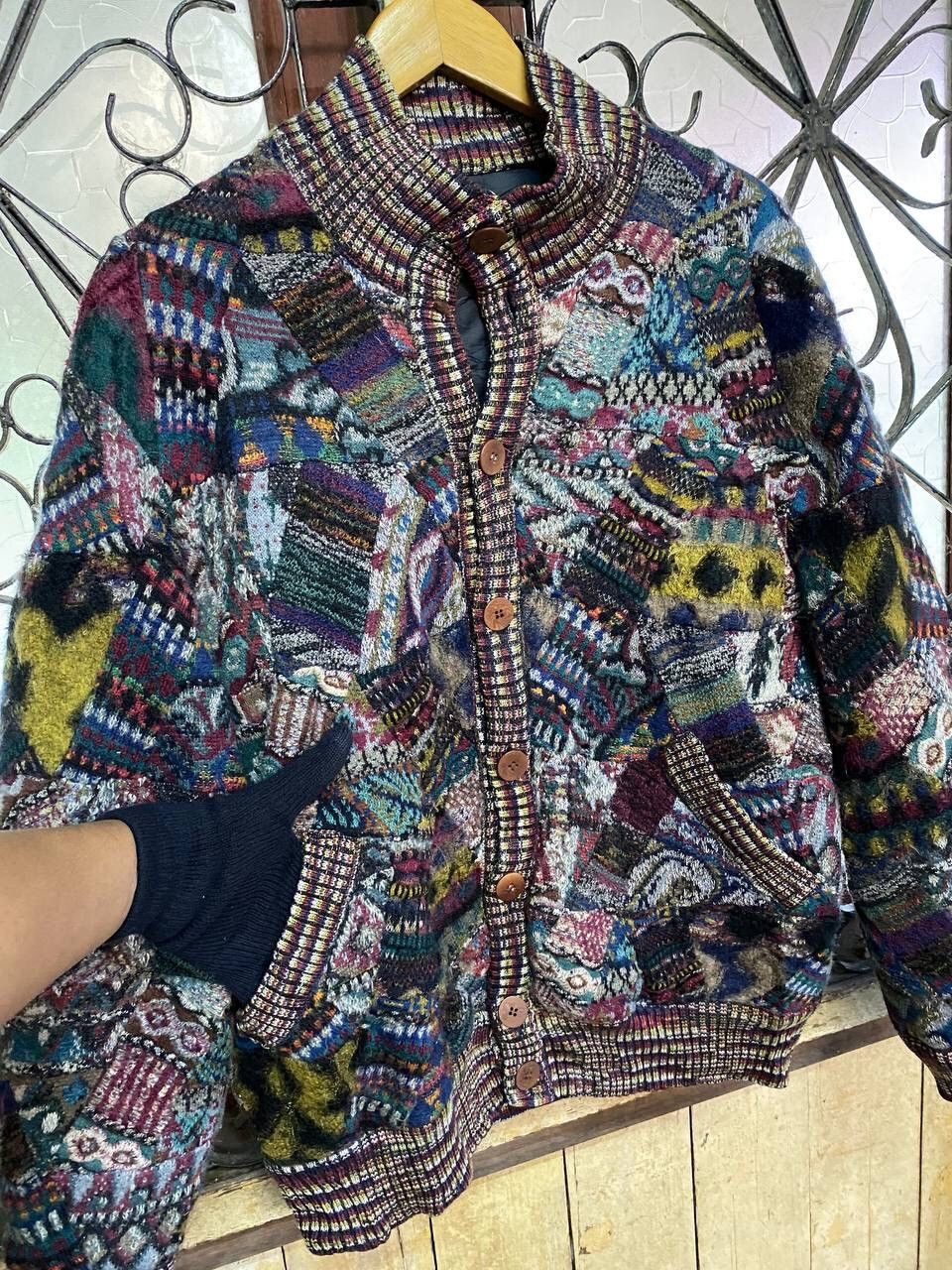 Japanese Brand Vintage Patchwork Coogi Style Jacket Size US L / EU 52-54 / 3 - 6 Thumbnail