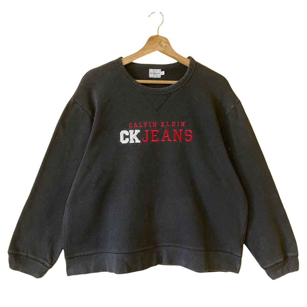 90s Calvin Klein Embroidered Big Logo Sweatshirt Oversize M