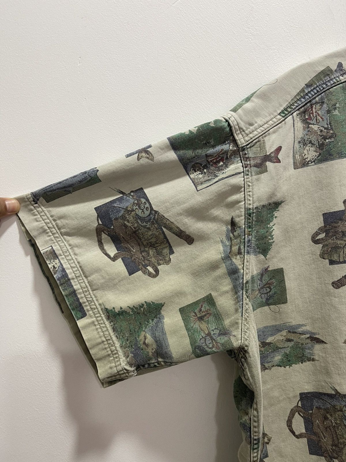Vintage × Woolrich Woolen Mills VINTAGE WOOLRICH FULLPRINT LOGO BUTTON UP SHORT SLEEVE Size US XXL / EU 58 / 5 - 4 Thumbnail