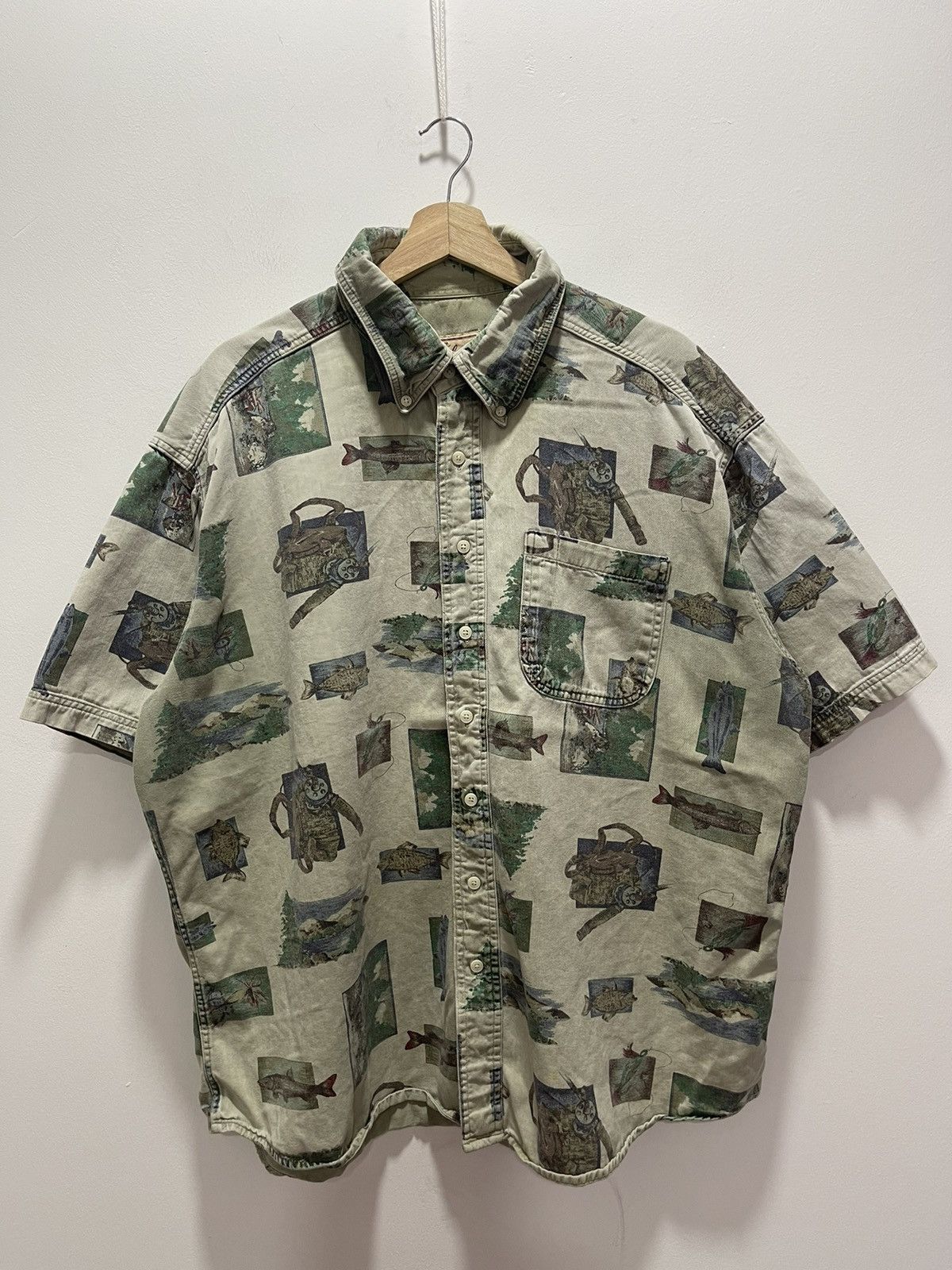 Vintage × Woolrich Woolen Mills VINTAGE WOOLRICH FULLPRINT LOGO BUTTON UP SHORT SLEEVE Size US XXL / EU 58 / 5 - 1 Thumbnail