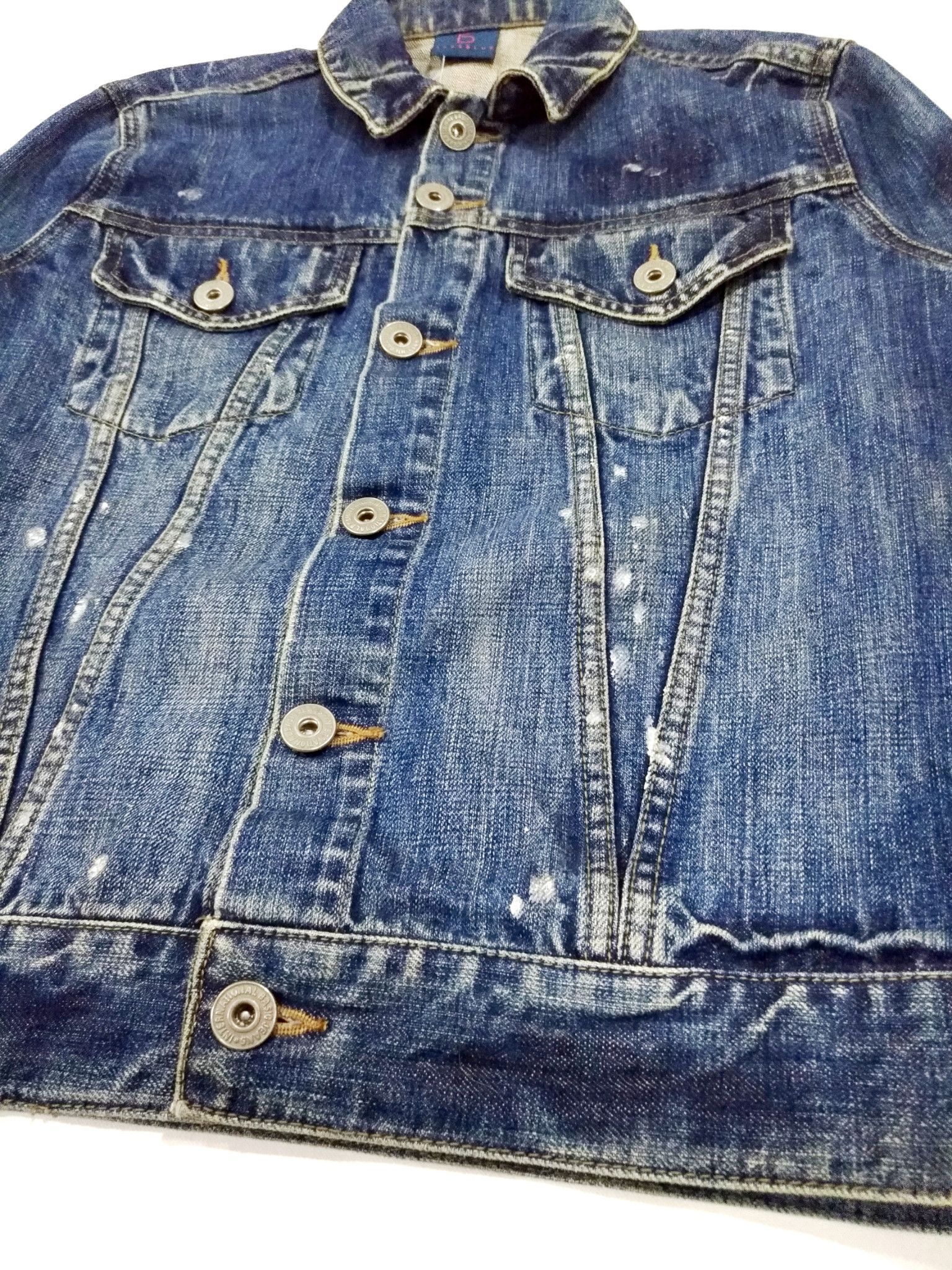 Japanese Brand × RAGEBLUE RARE! RAGEBLUE WASHED PAINT SPLATTER DENIM TRUCKER JACKET Size US M / EU 48-50 / 2 - 8 Thumbnail