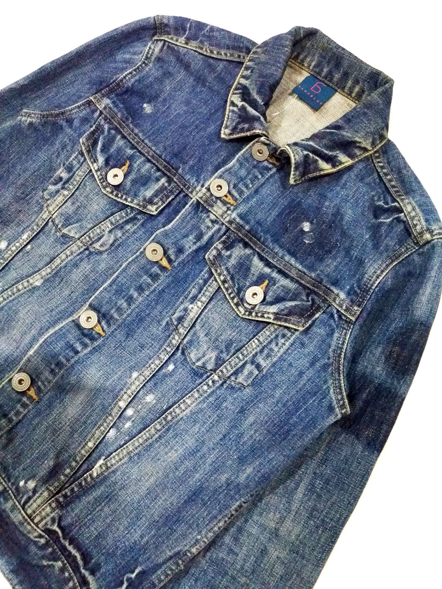 Japanese Brand × RAGEBLUE RARE! RAGEBLUE WASHED PAINT SPLATTER DENIM TRUCKER JACKET Size US M / EU 48-50 / 2 - 6 Thumbnail