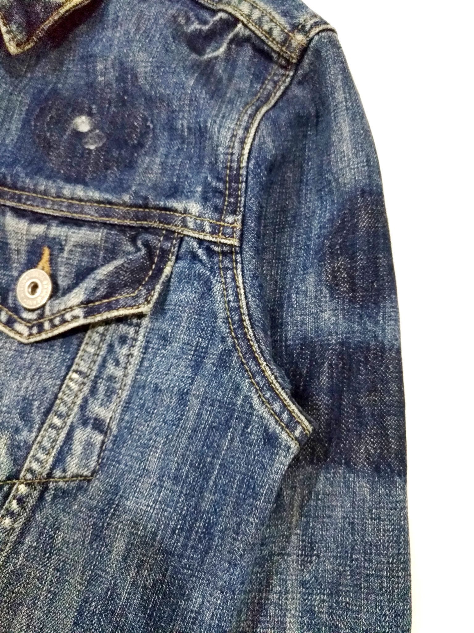 Japanese Brand × RAGEBLUE RARE! RAGEBLUE WASHED PAINT SPLATTER DENIM TRUCKER JACKET Size US M / EU 48-50 / 2 - 7 Thumbnail