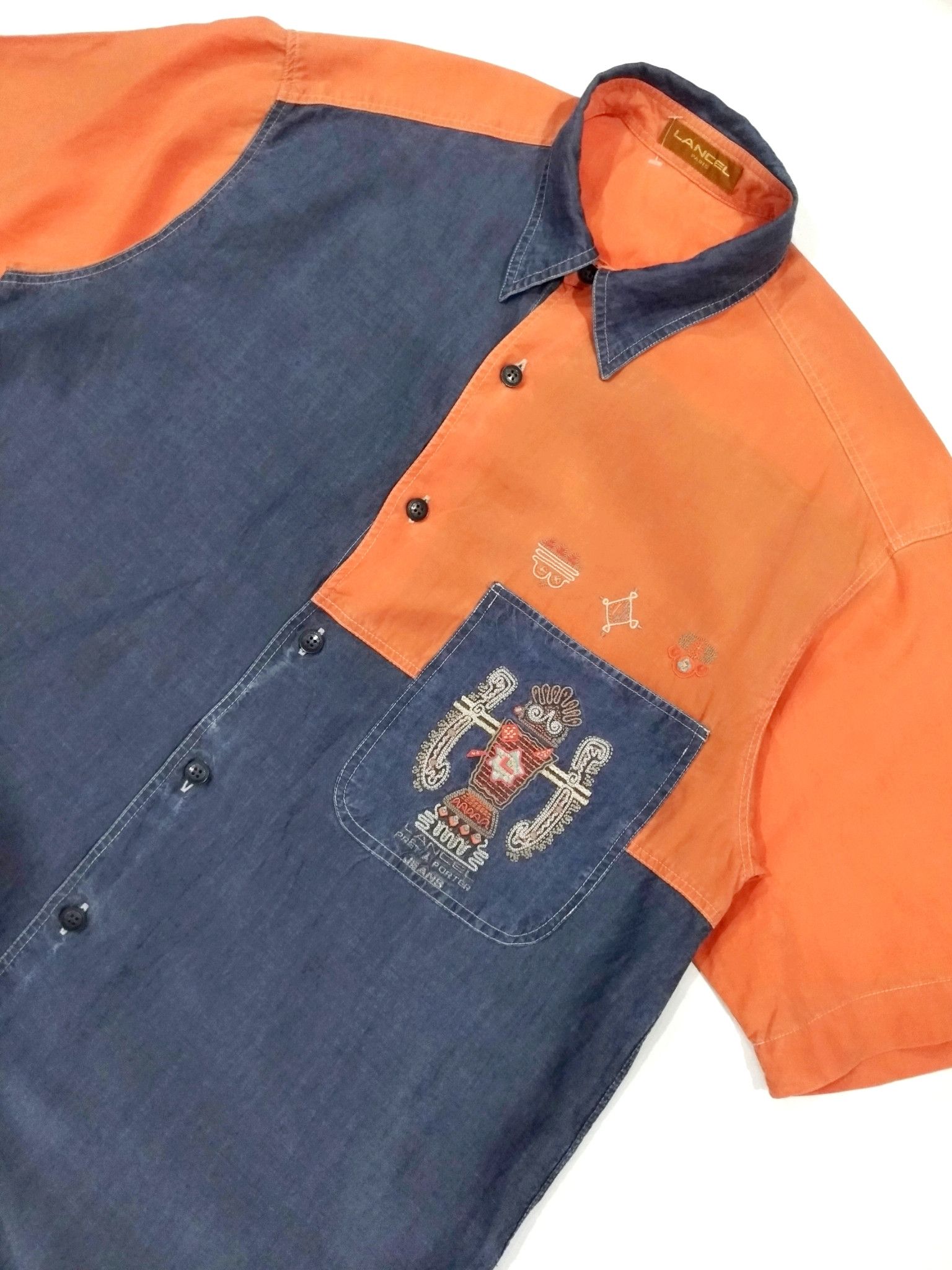 Designer × Lancel RARE! VTG LANCEL PARIS COLOR BLOCK ARTISTIC BUTTON UP SHIRT Size US M / EU 48-50 / 2 - 5 Thumbnail
