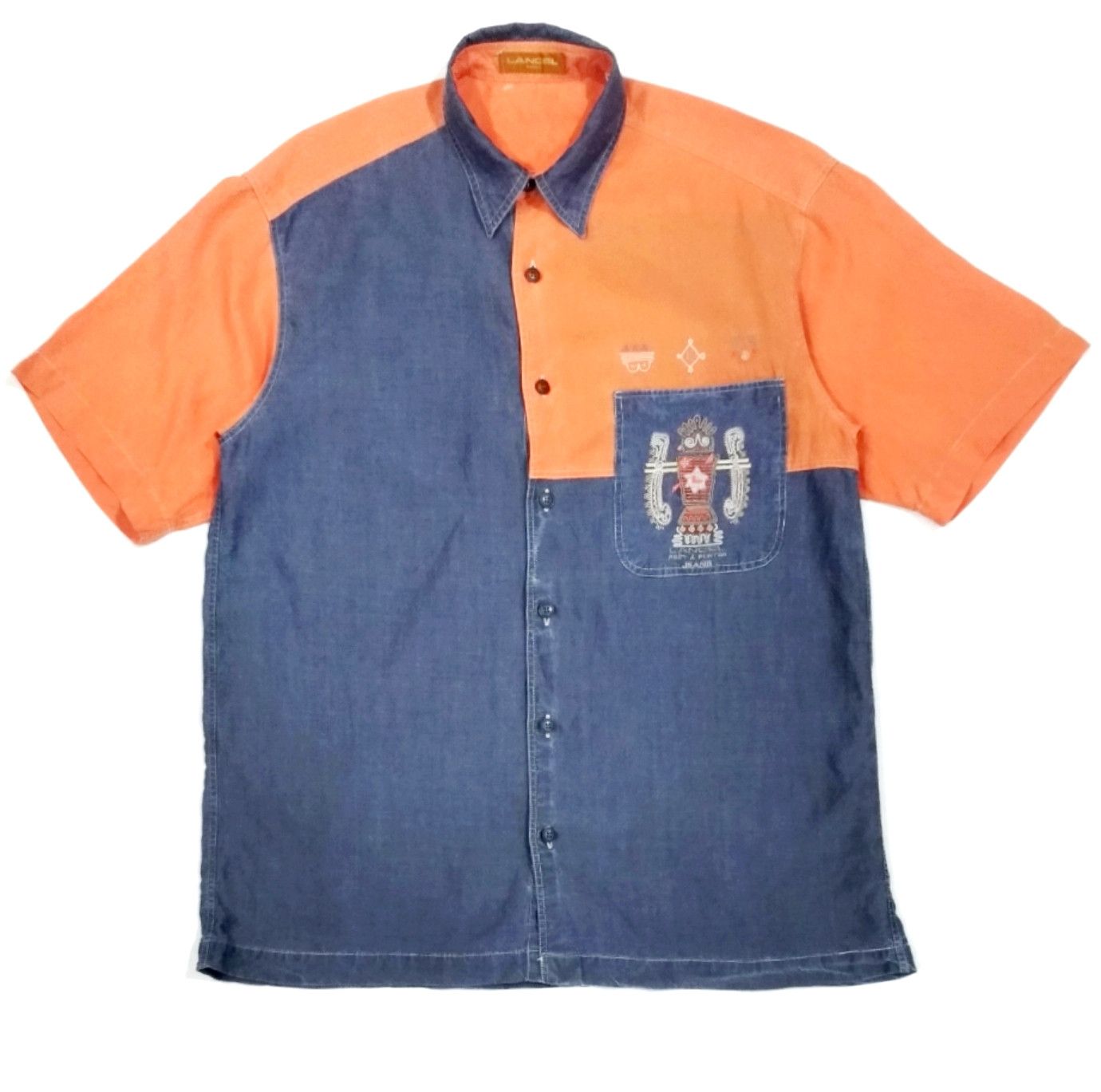 Designer × Lancel RARE! VTG LANCEL PARIS COLOR BLOCK ARTISTIC BUTTON UP SHIRT Size US M / EU 48-50 / 2 - 1 Thumbnail