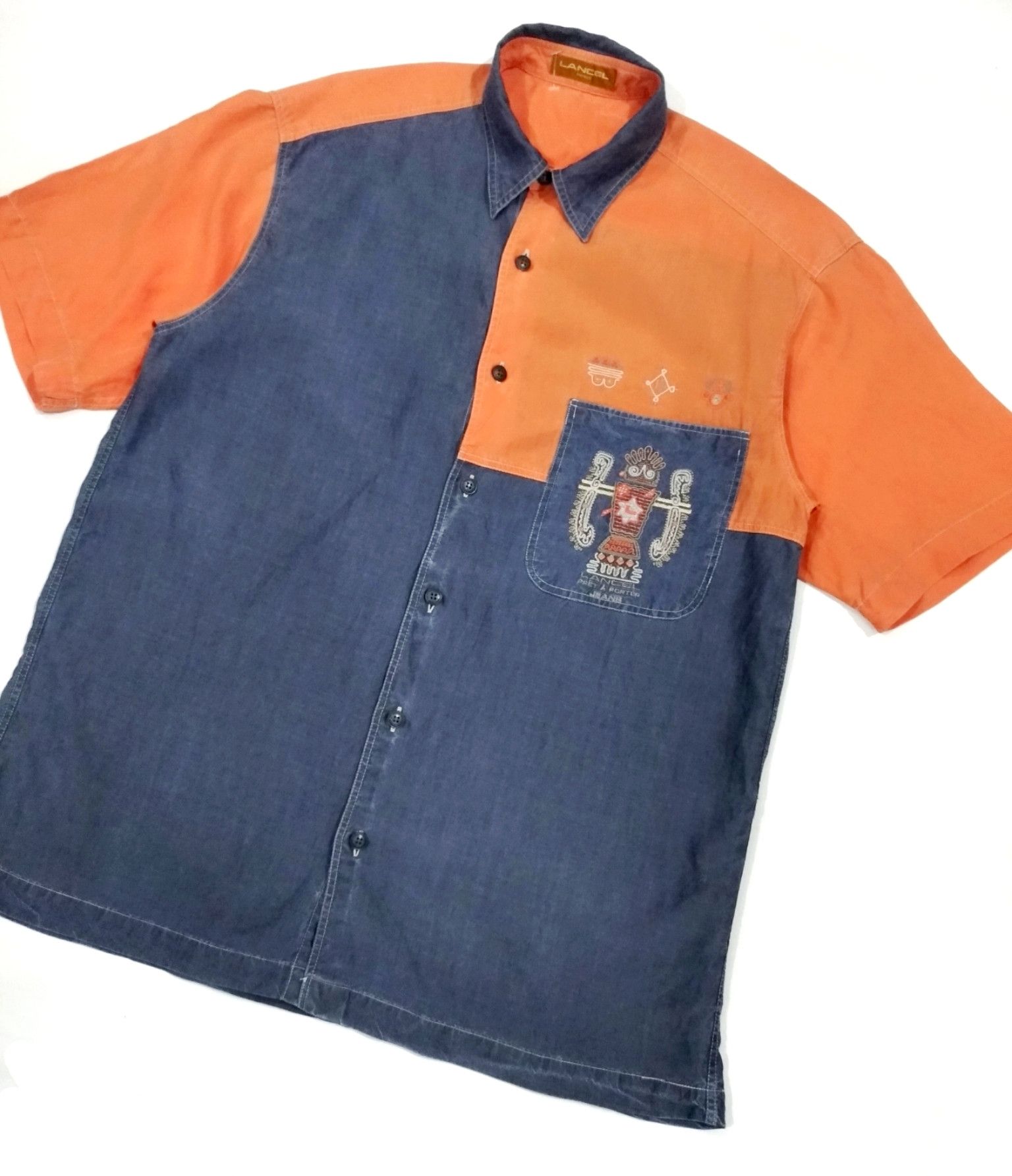 Designer × Lancel RARE! VTG LANCEL PARIS COLOR BLOCK ARTISTIC BUTTON UP SHIRT Size US M / EU 48-50 / 2 - 3 Thumbnail
