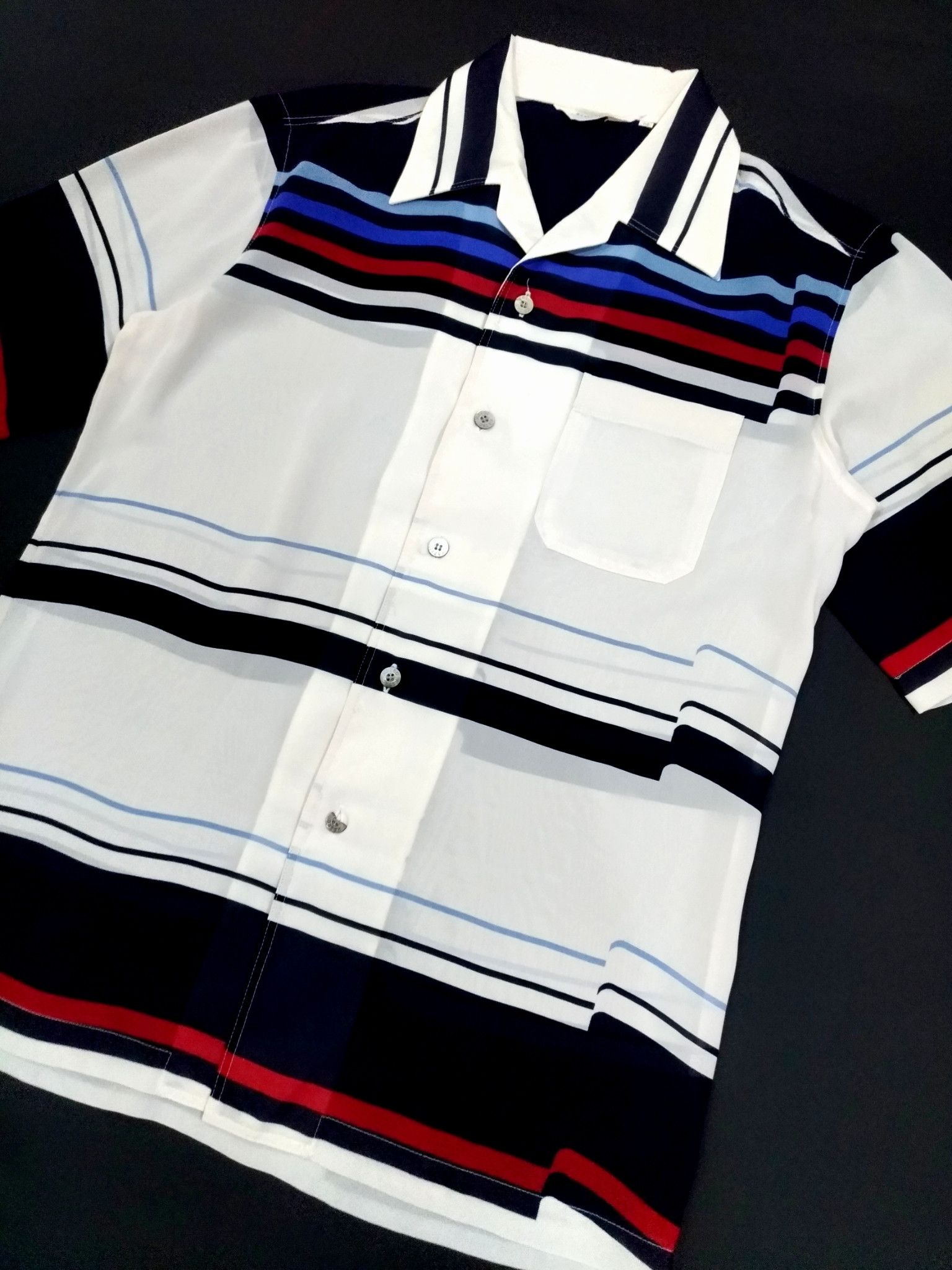 Designer × Japanese Brand RARE! VTG KAZAC RETRO DISCO STRIPED VIBRANT SHIRT Size US M / EU 48-50 / 2 - 3 Thumbnail