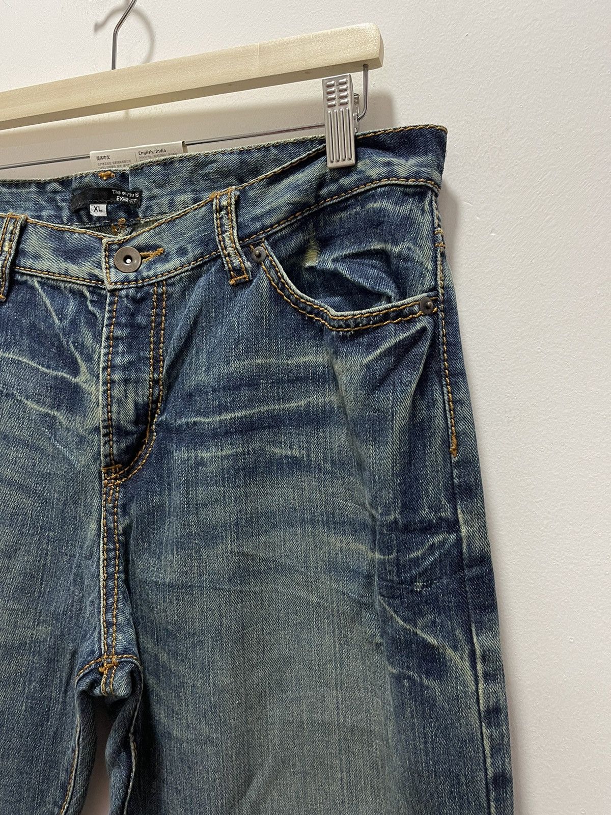 Vintage JAPANESE BRAND SKULL LOGO PRINTED RIPPED DISTRESSED JEANS Size US 34 / EU 50 - 3 Thumbnail