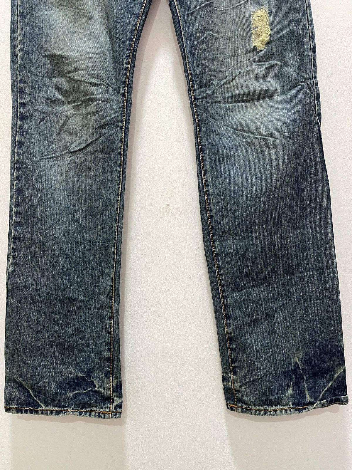 Vintage JAPANESE BRAND SKULL LOGO PRINTED RIPPED DISTRESSED JEANS Size US 34 / EU 50 - 6 Thumbnail