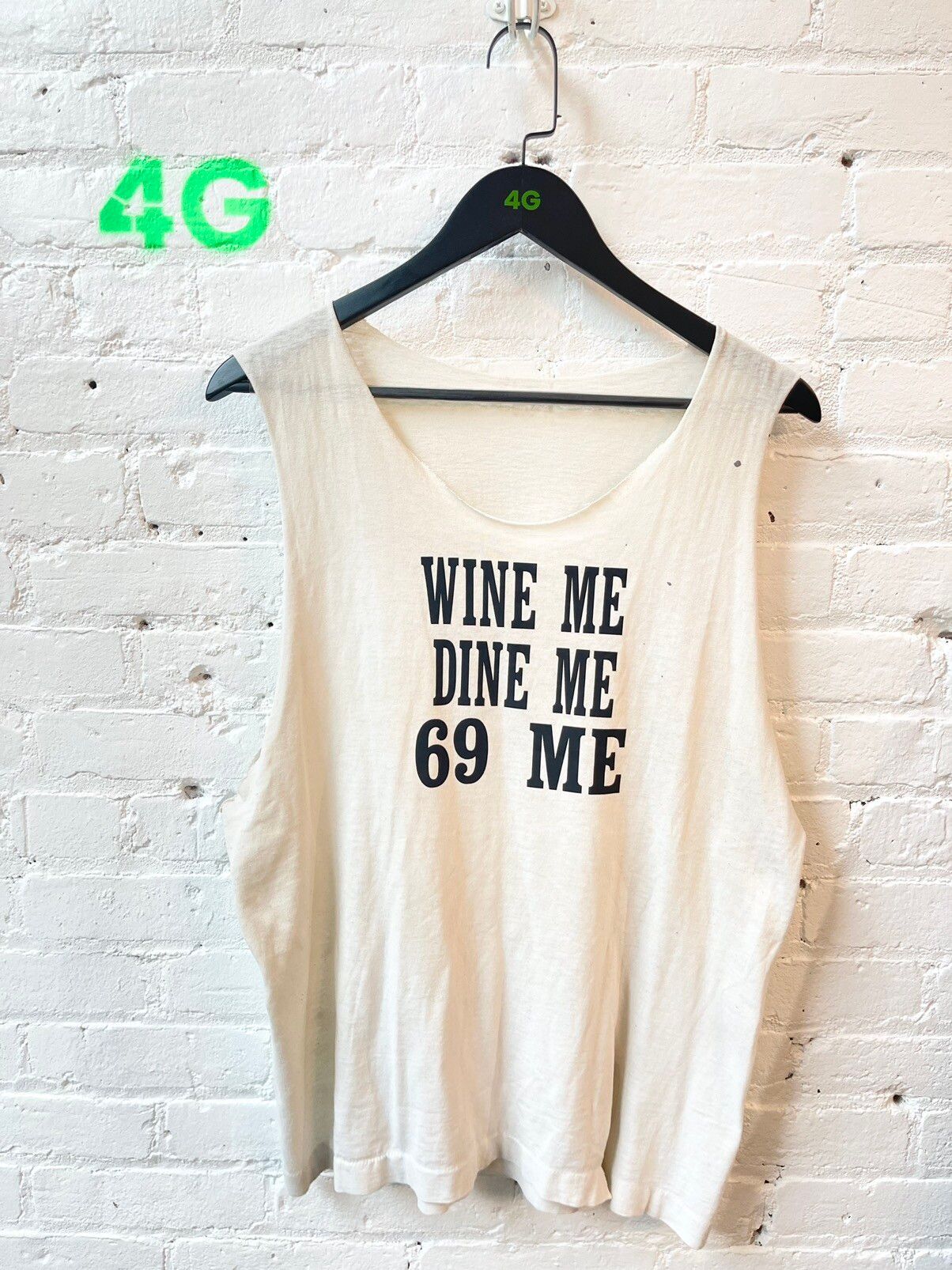 Pre-owned Vintage Wine Me Dine Me 69 Me Tank Top Thin Thrashed Shirt In White