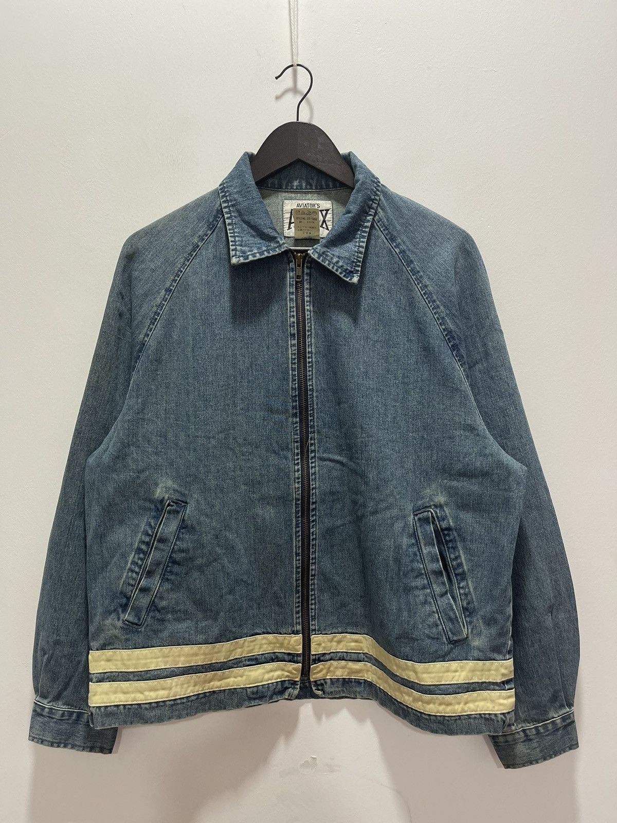 VINTAGE ALLIX ZIPPER DISTRESSED DENIM JACKET