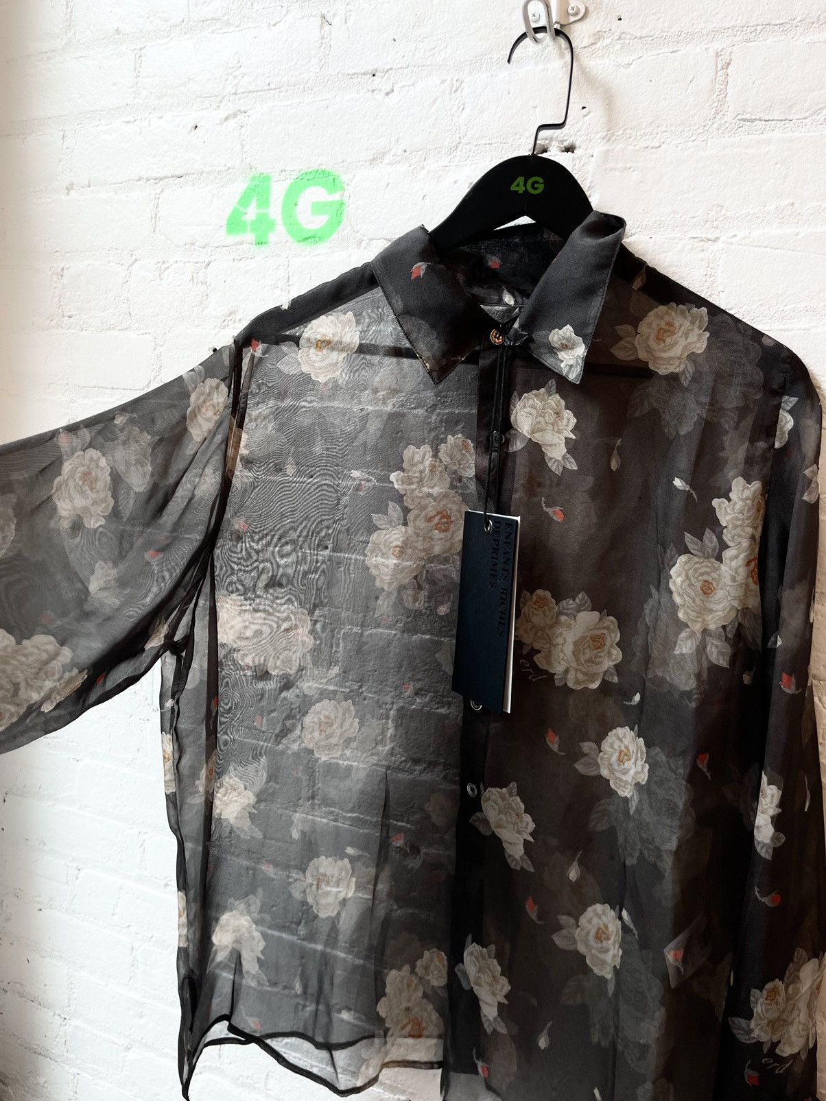 Enfants Riches Deprimes ERD NEW 100% SILK BLACK ROSES SHEER SHIRT M Size US M / EU 48-50 / 2 - 4 Thumbnail