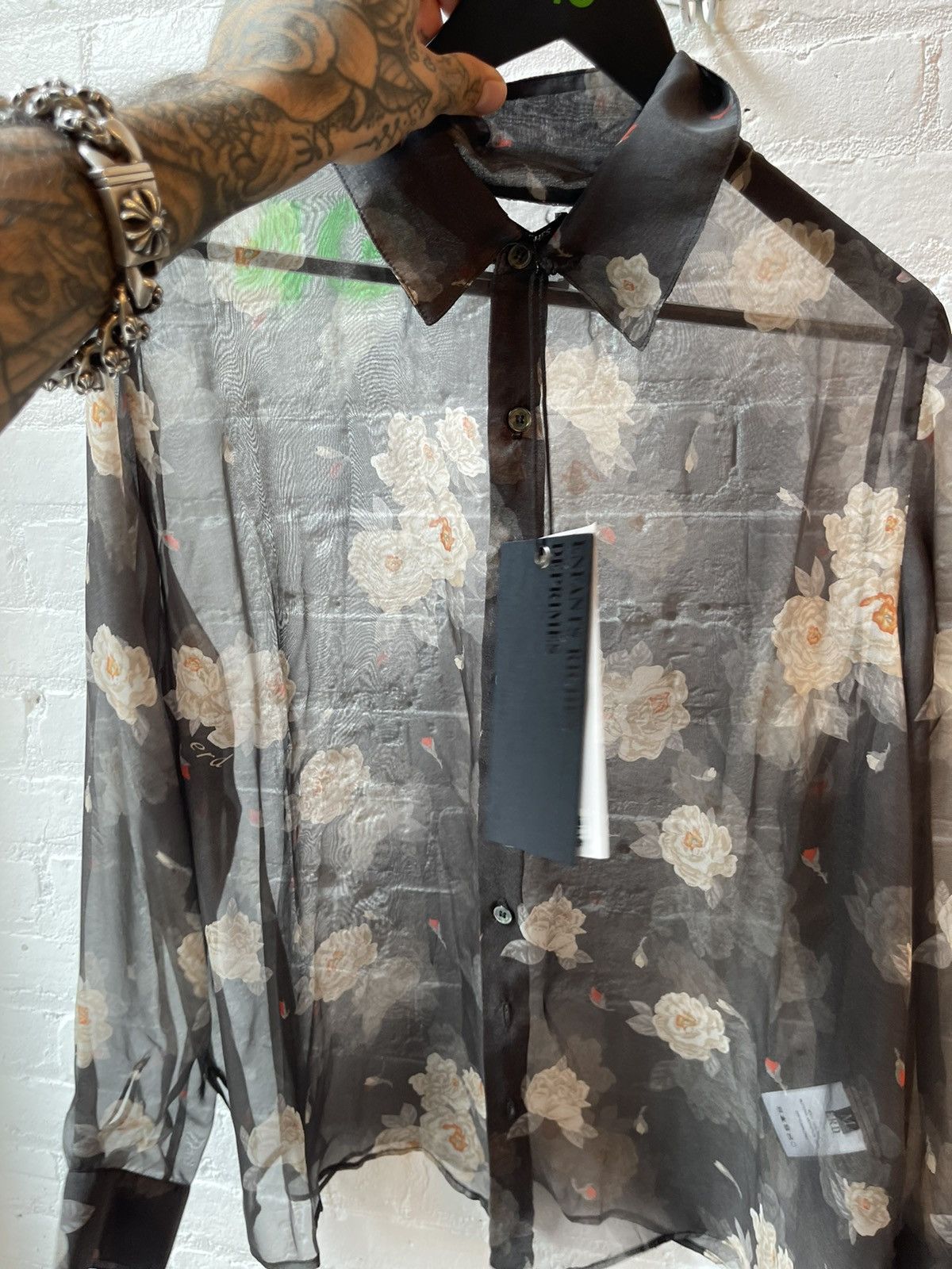 Enfants Riches Deprimes ERD NEW 100% SILK BLACK ROSES SHEER SHIRT M Size US M / EU 48-50 / 2 - 5 Thumbnail