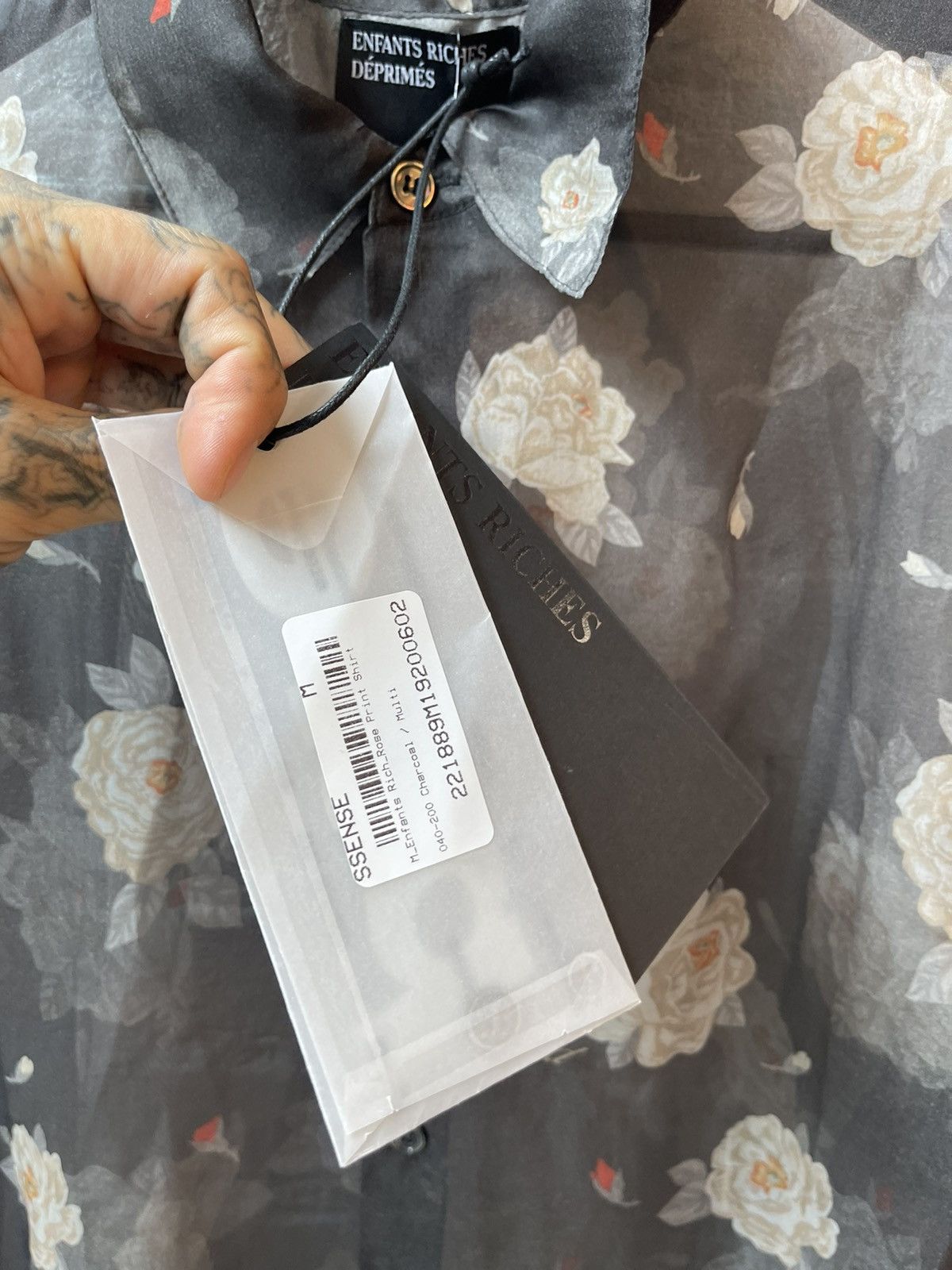 Enfants Riches Deprimes ERD NEW 100% SILK BLACK ROSES SHEER SHIRT M Size US M / EU 48-50 / 2 - 8 Thumbnail
