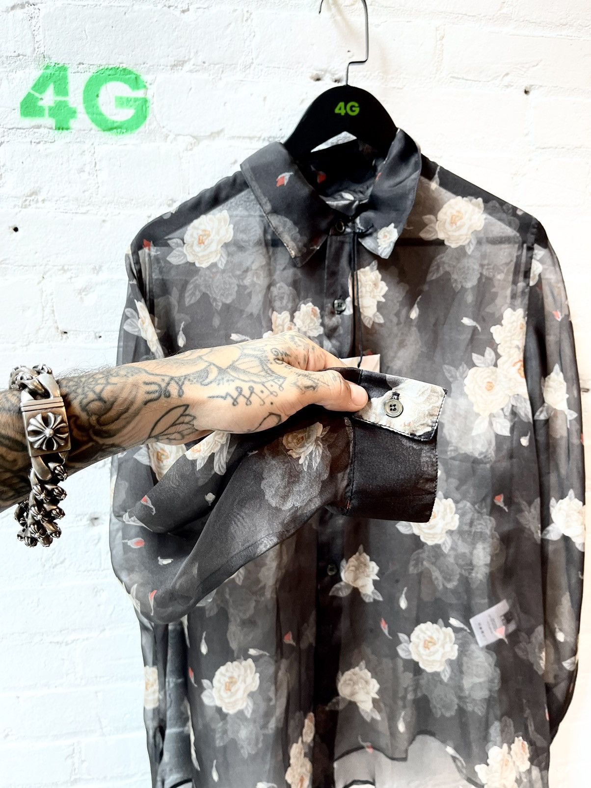 Enfants Riches Deprimes ERD NEW 100% SILK BLACK ROSES SHEER SHIRT M Size US M / EU 48-50 / 2 - 3 Thumbnail