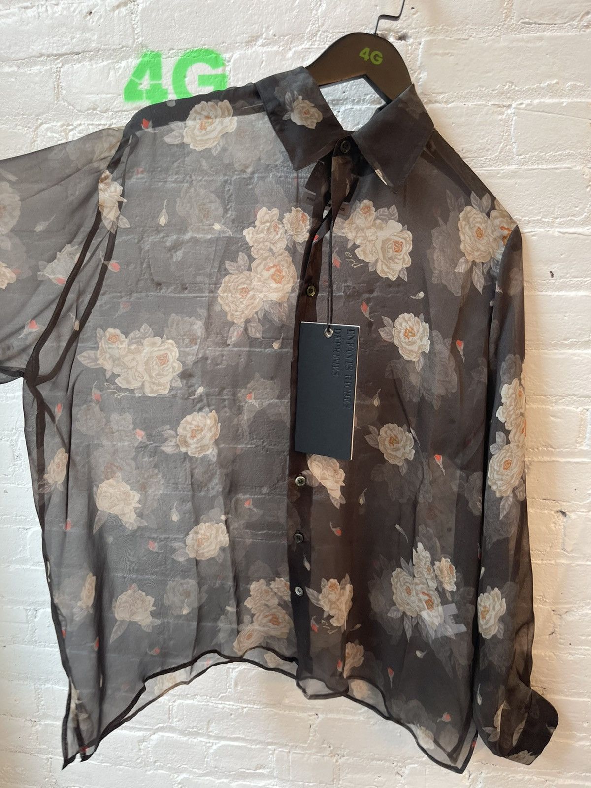 Enfants Riches Deprimes ERD NEW BLACK ROSES 100% SILK SHEER SHIRT L Size US L / EU 52-54 / 3 - 3 Thumbnail